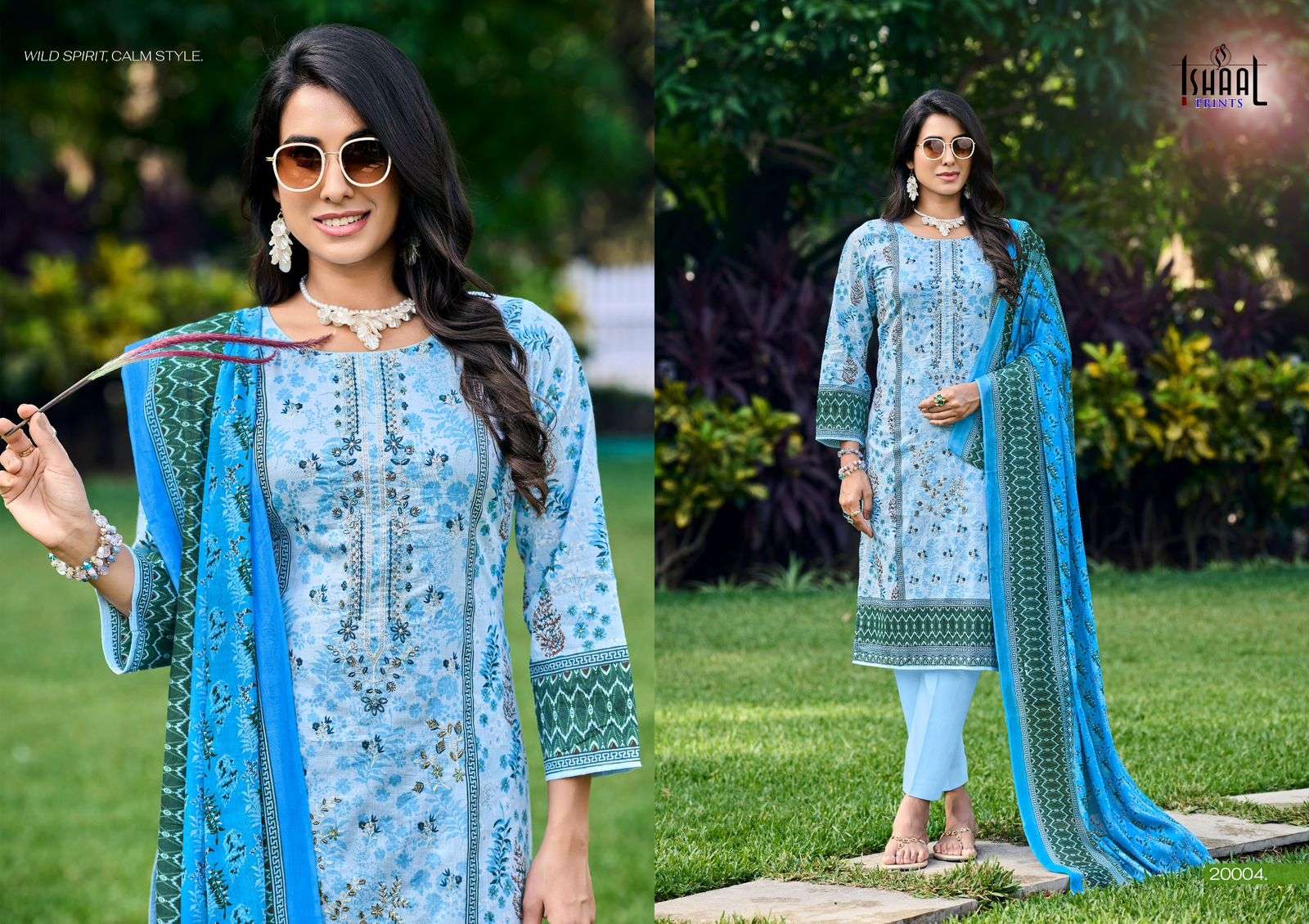 ISHAAL PRINTS EMBROIDERED VOL 20 LAWN COTTON FANCY WORK SUIT