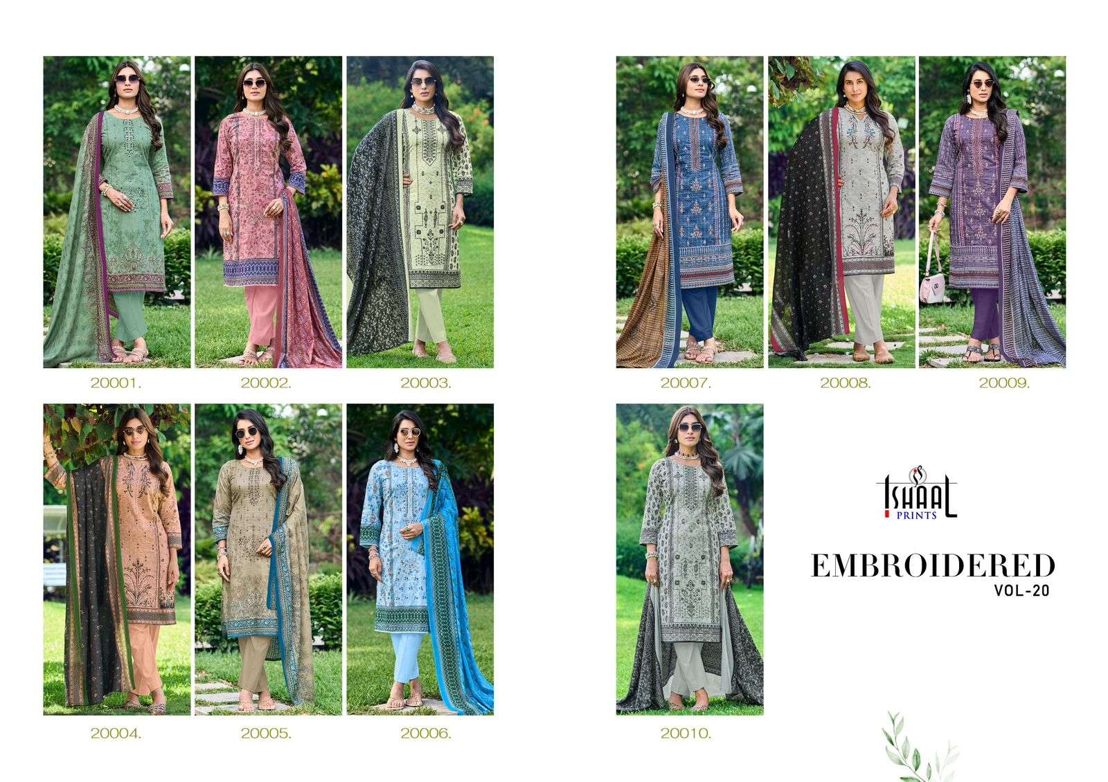 ISHAAL PRINTS EMBROIDERED VOL 20 LAWN COTTON FANCY WORK SUIT