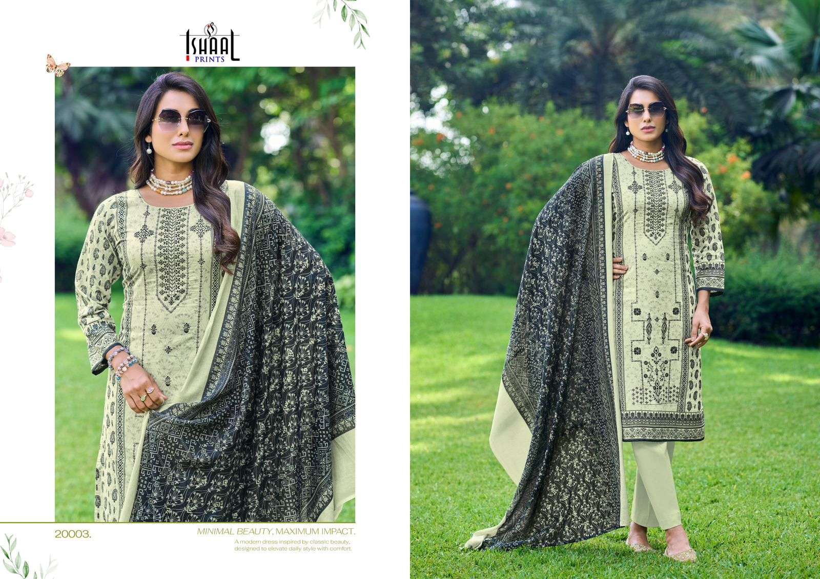 ISHAAL PRINTS EMBROIDERED VOL 20 LAWN COTTON FANCY WORK SUIT