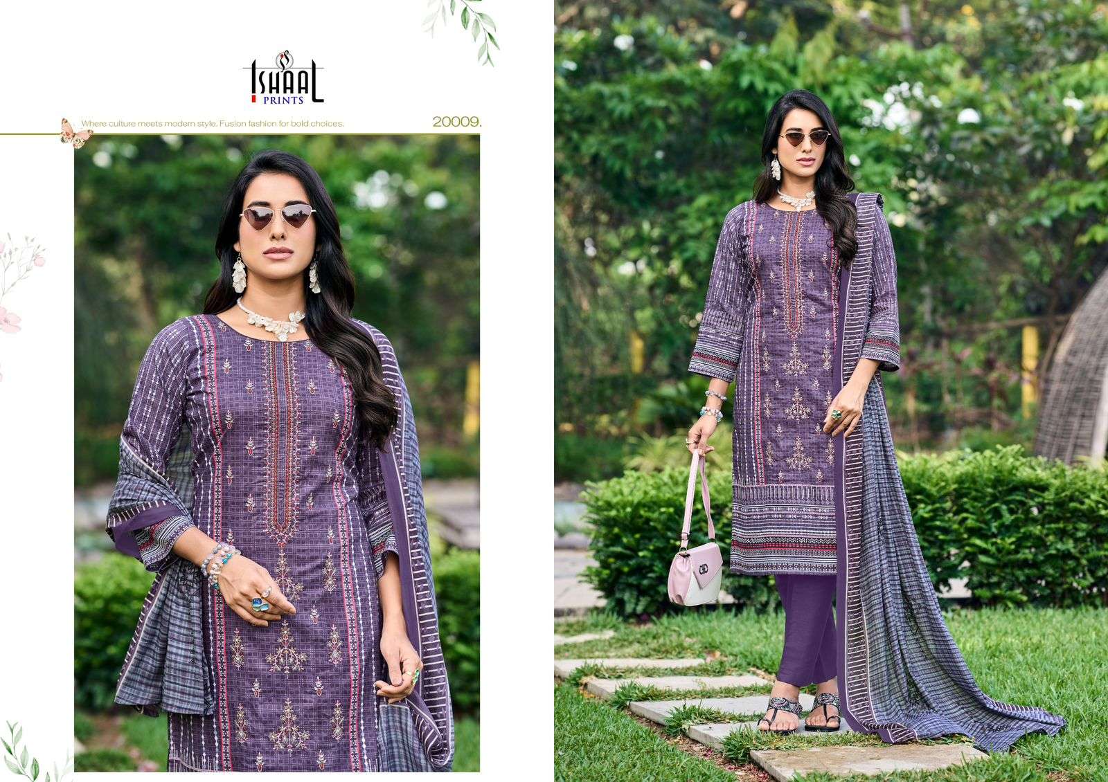 ISHAAL PRINTS EMBROIDERED VOL 20 LAWN COTTON FANCY WORK SUIT