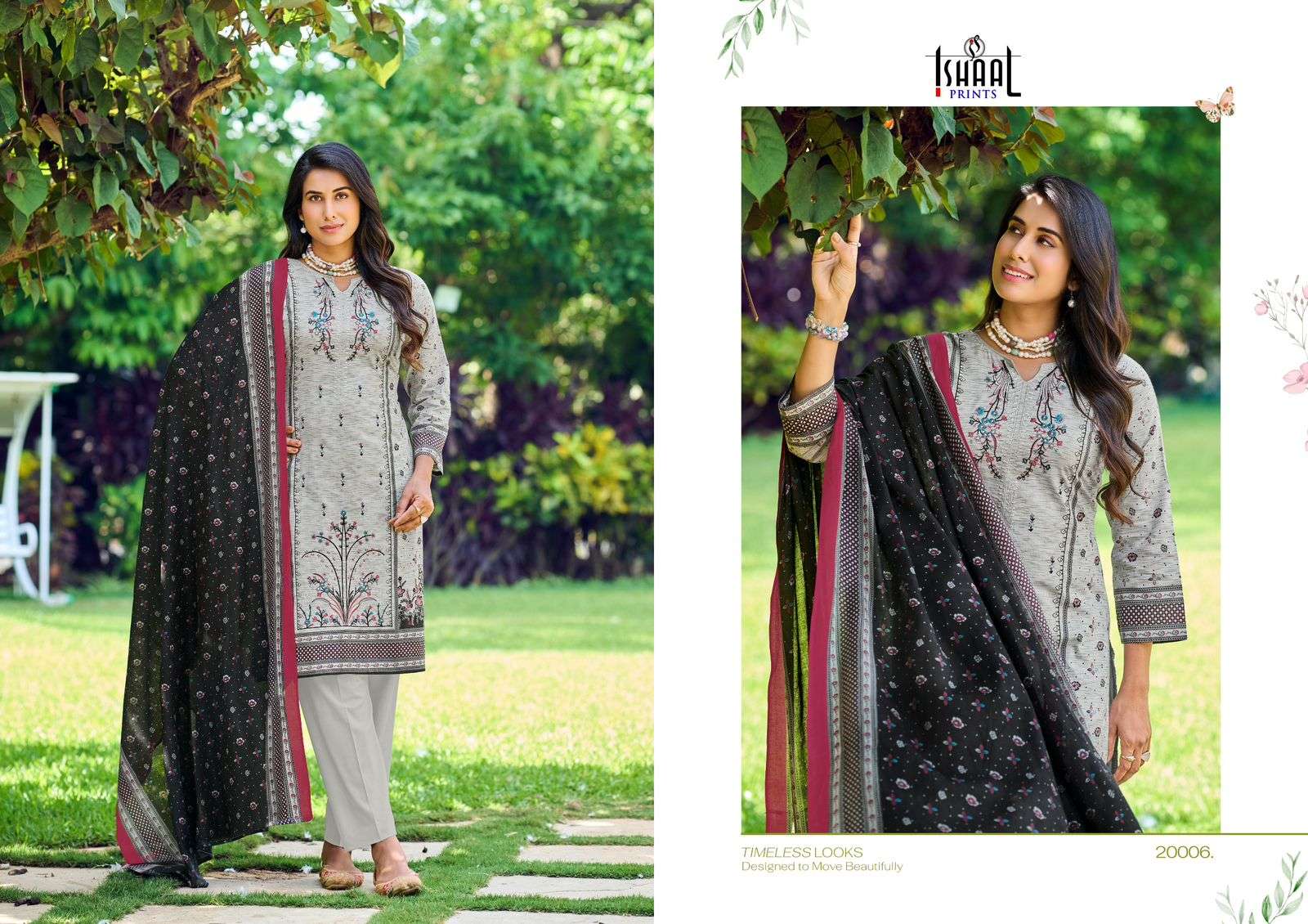 ISHAAL PRINTS EMBROIDERED VOL 20 LAWN COTTON FANCY WORK SUIT