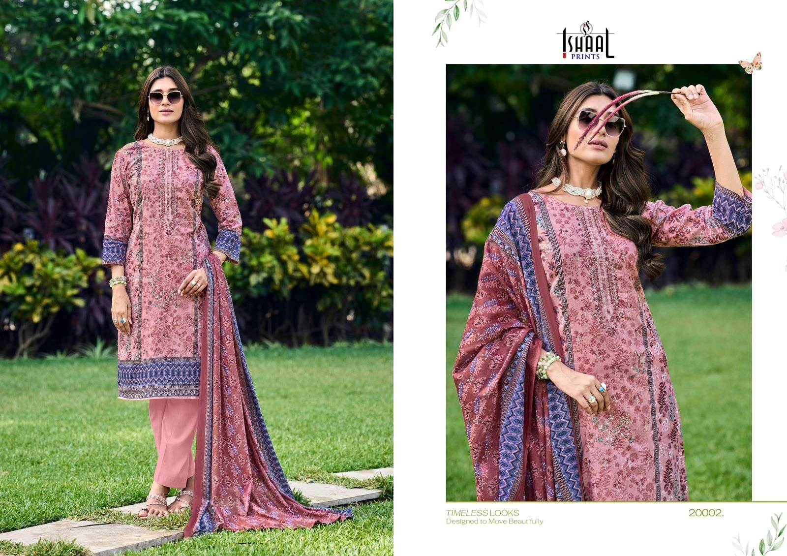 ISHAAL PRINTS EMBROIDERED VOL 20 LAWN COTTON FANCY WORK SUIT