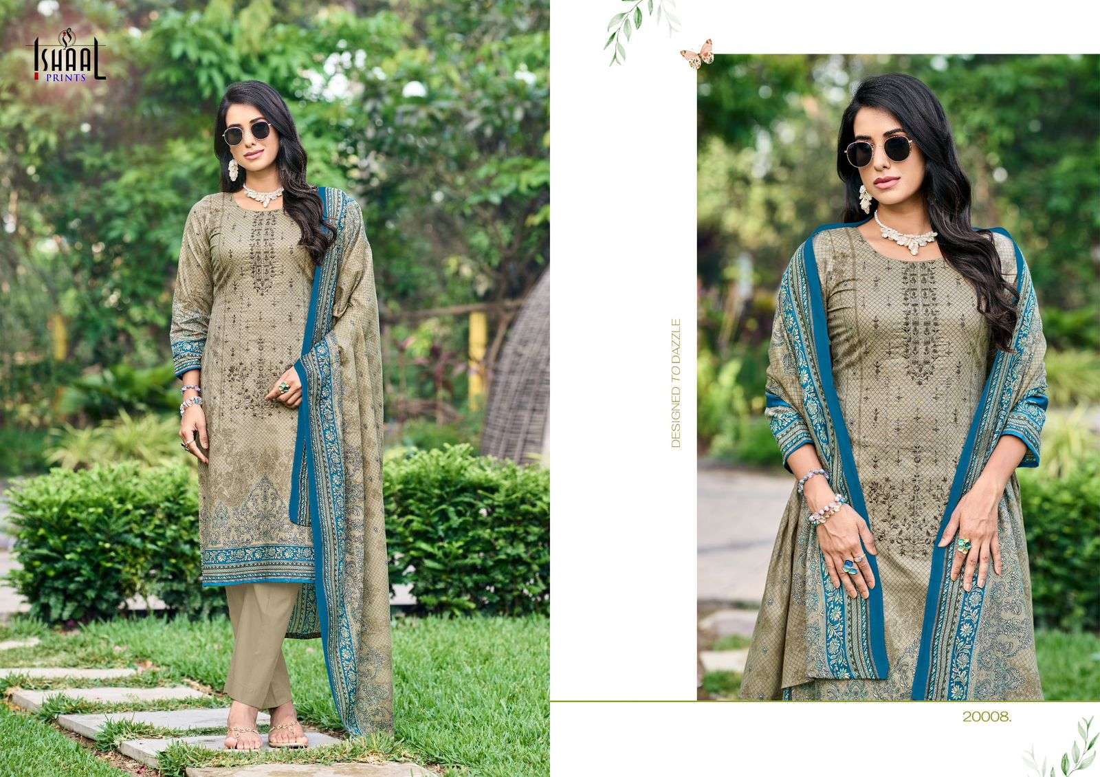 ISHAAL PRINTS EMBROIDERED VOL 20 LAWN COTTON FANCY WORK SUIT