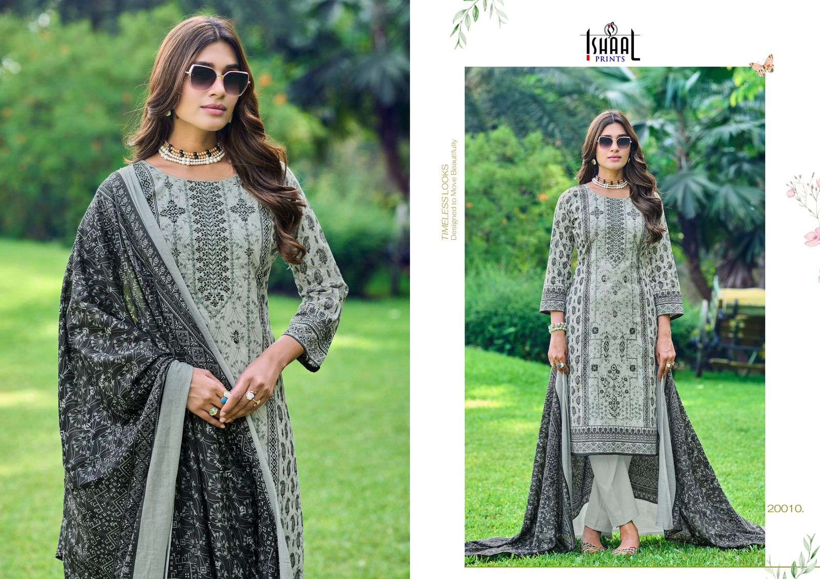 ISHAAL PRINTS EMBROIDERED VOL 20 LAWN COTTON FANCY WORK SUIT