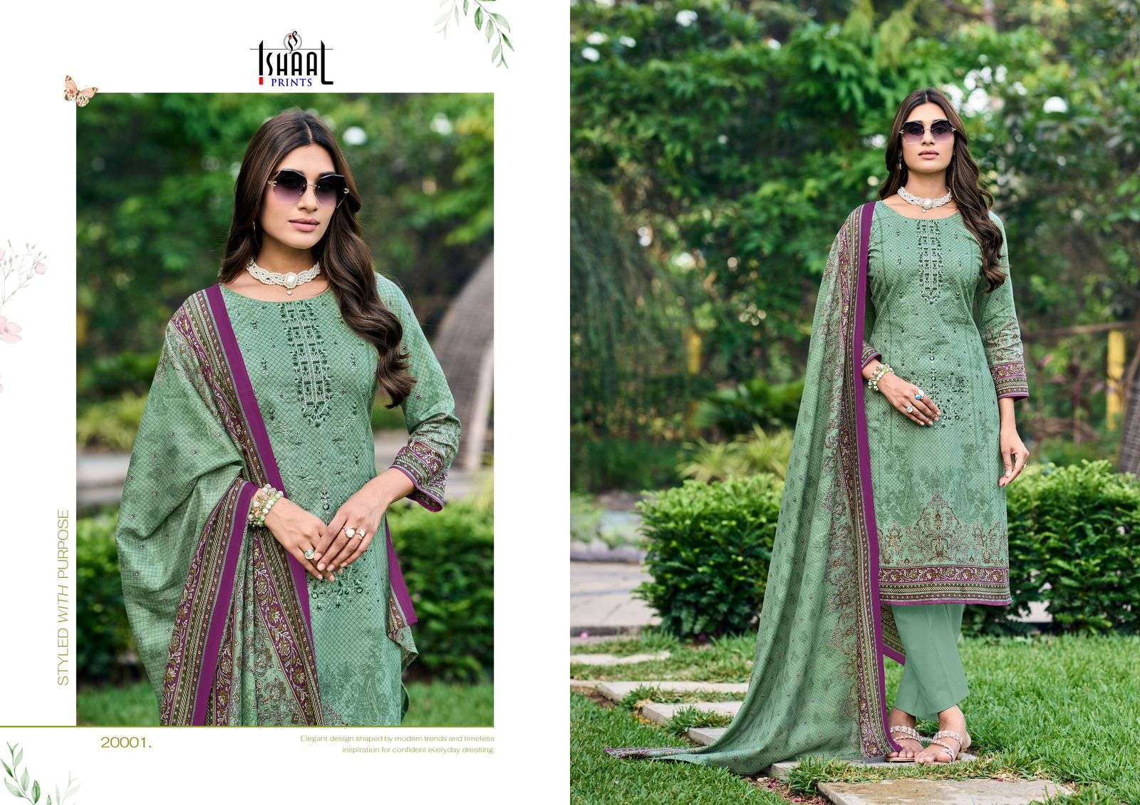 ISHAAL PRINTS EMBROIDERED VOL 20 LAWN COTTON FANCY WORK SUIT