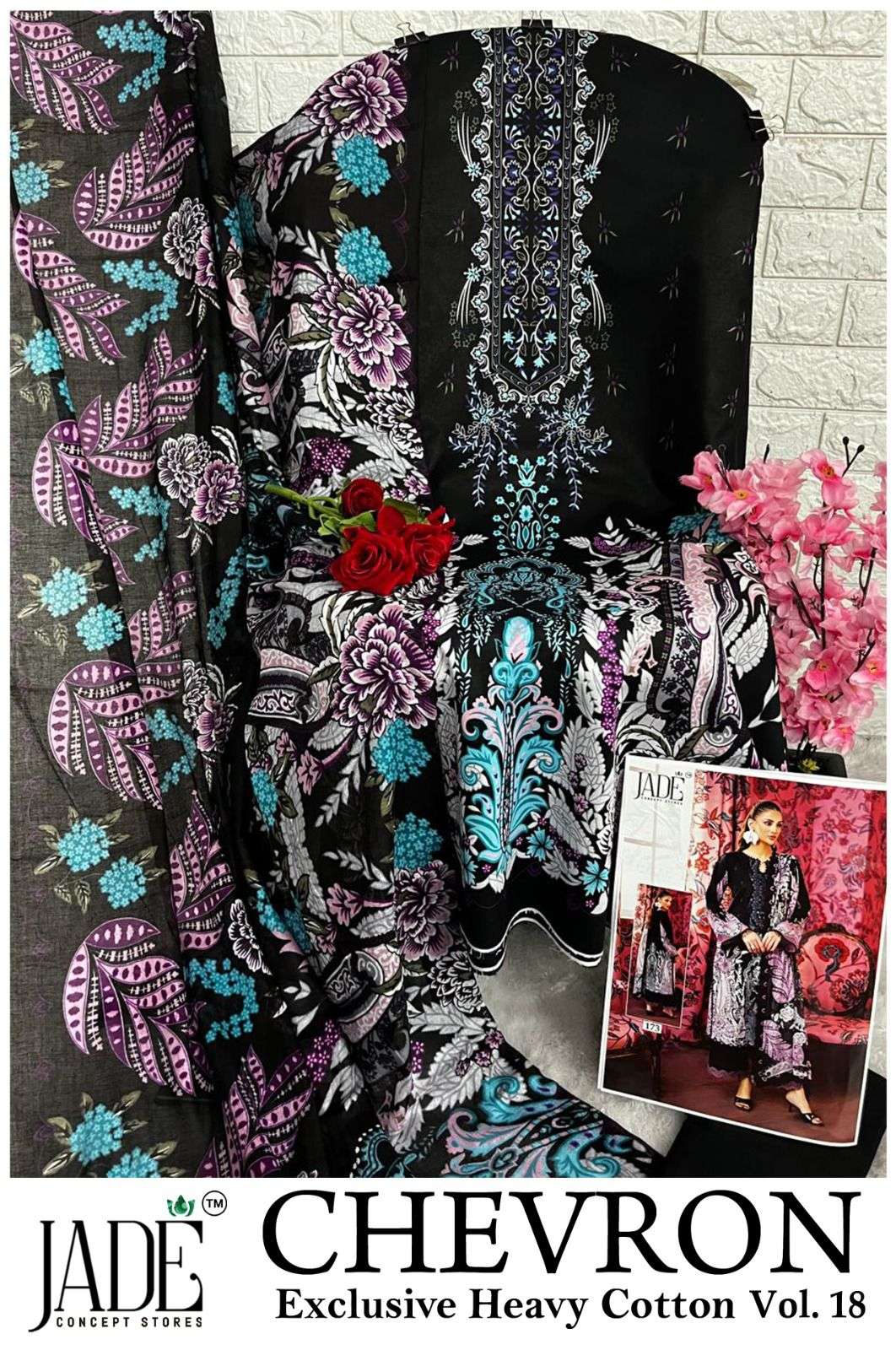 JADE CHEVRON EXCLUSIVE HEAVY COTTON VOL 18 DIGITAL PRINT COTTON SALWAR SUIT