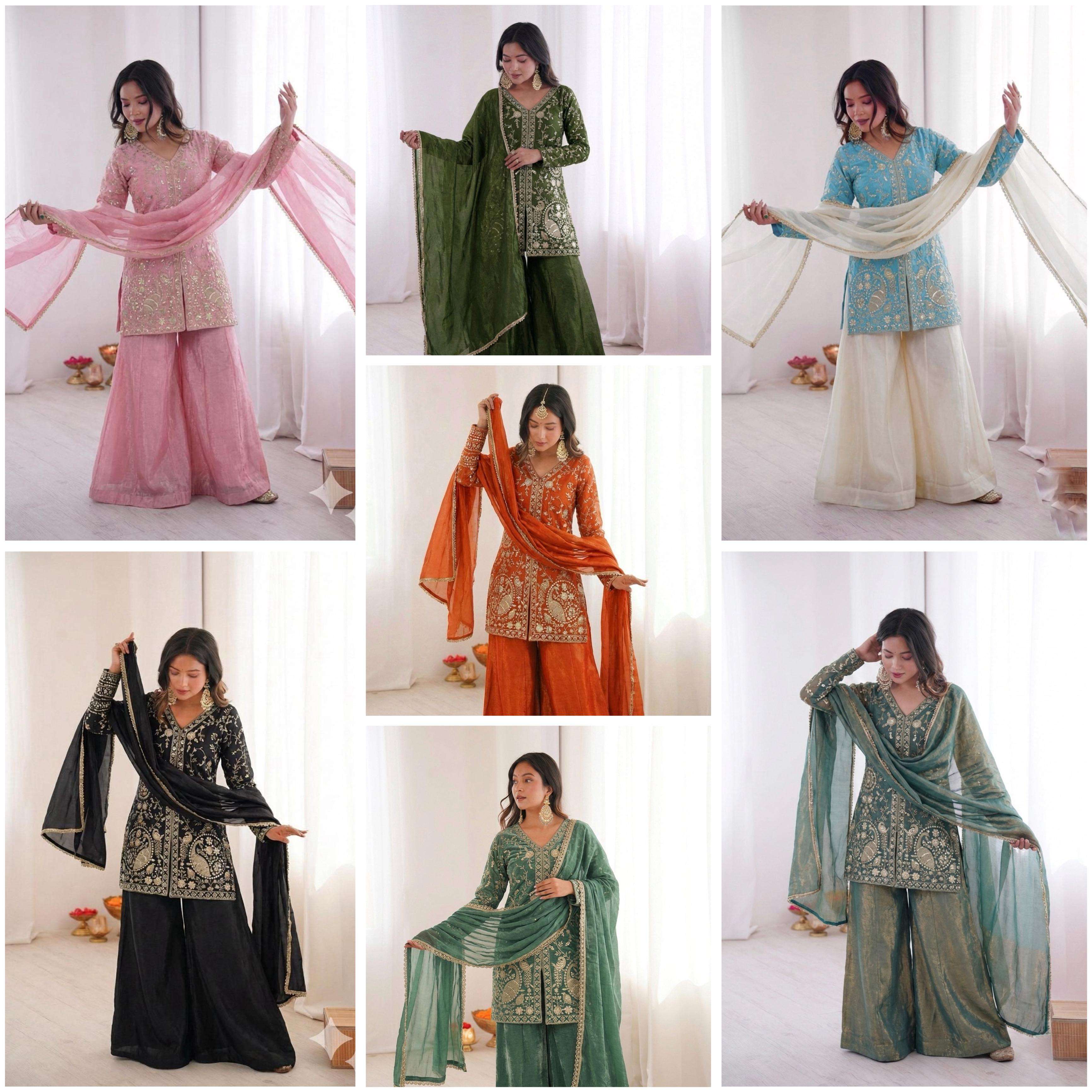 JF 043 SILK HEAVY EMBROIDERD DESIGNER PARTY WEAR LADIES SUIT