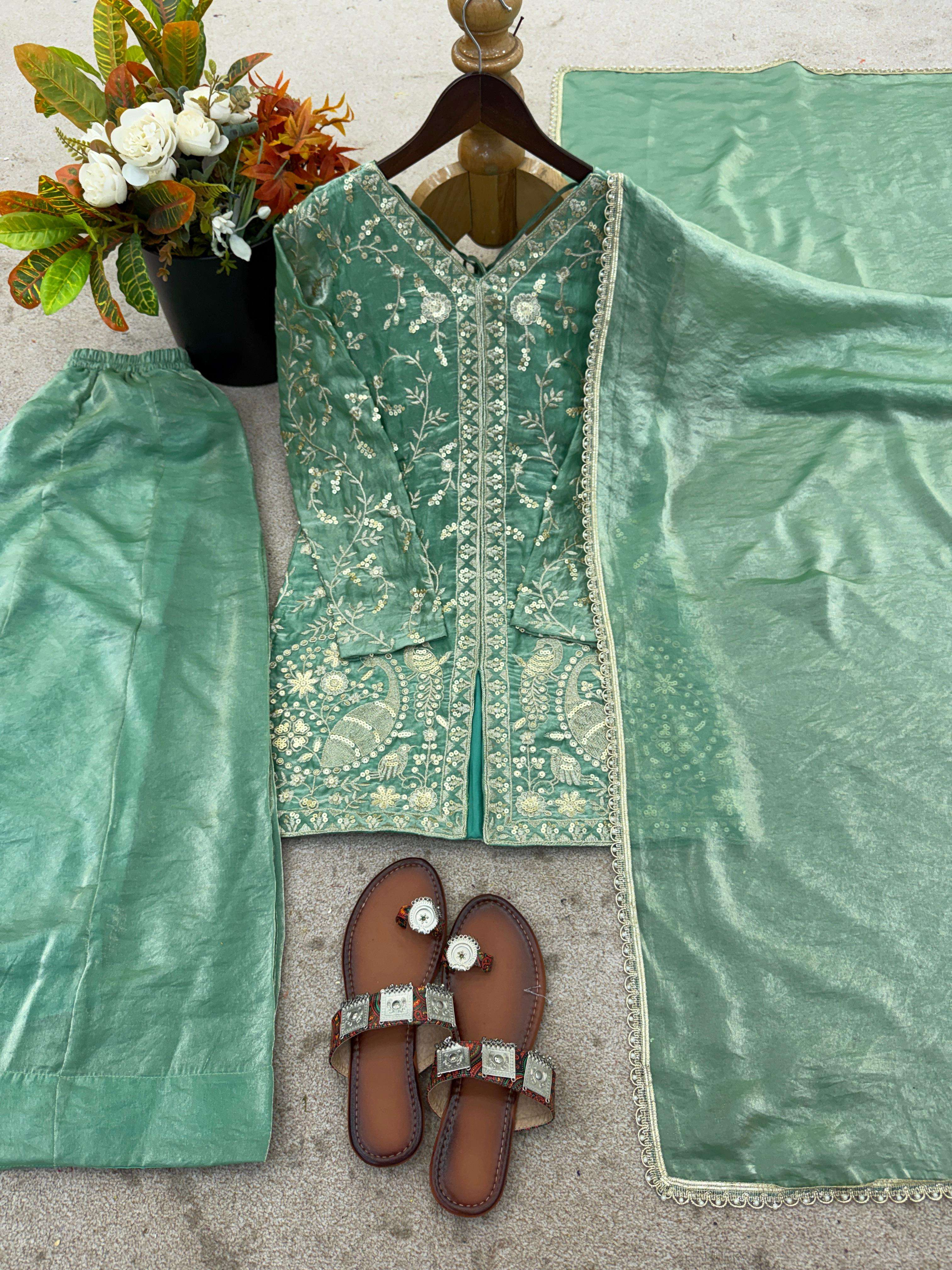 JF 043 SILK HEAVY EMBROIDERD DESIGNER PARTY WEAR LADIES SUIT