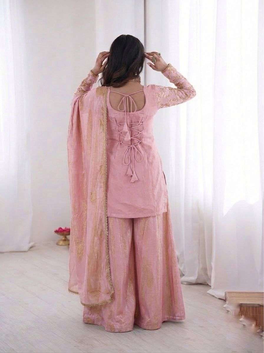 JF 043 SILK HEAVY EMBROIDERD DESIGNER PARTY WEAR LADIES SUIT