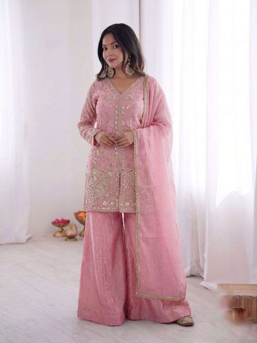 JF 043 SILK HEAVY EMBROIDERD DESIGNER PARTY WEAR LADIES SUIT