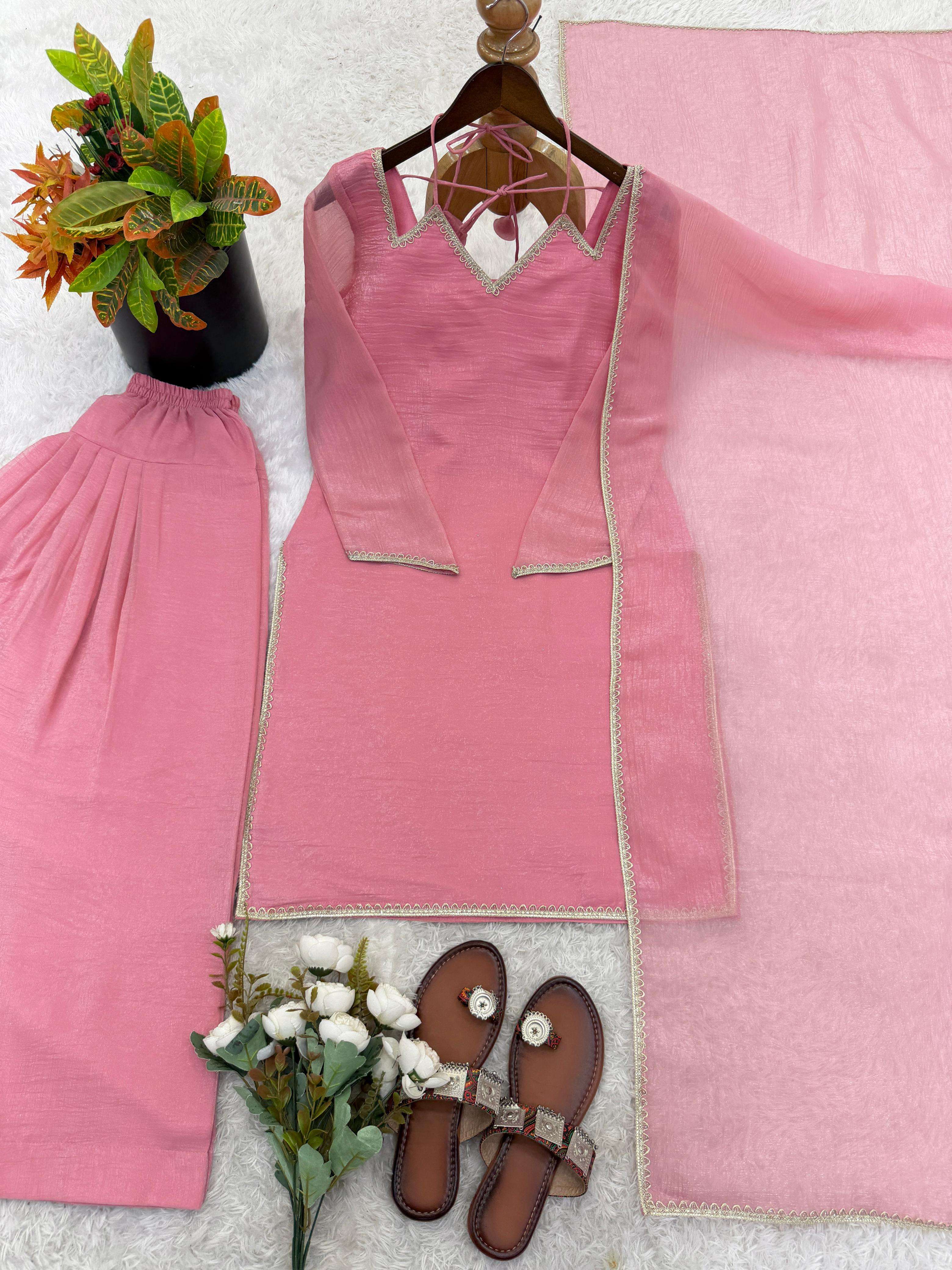 JF 045 SILK PREETY LOOK DESIGNER LADIES PARTY WEAR LADIES SUIT