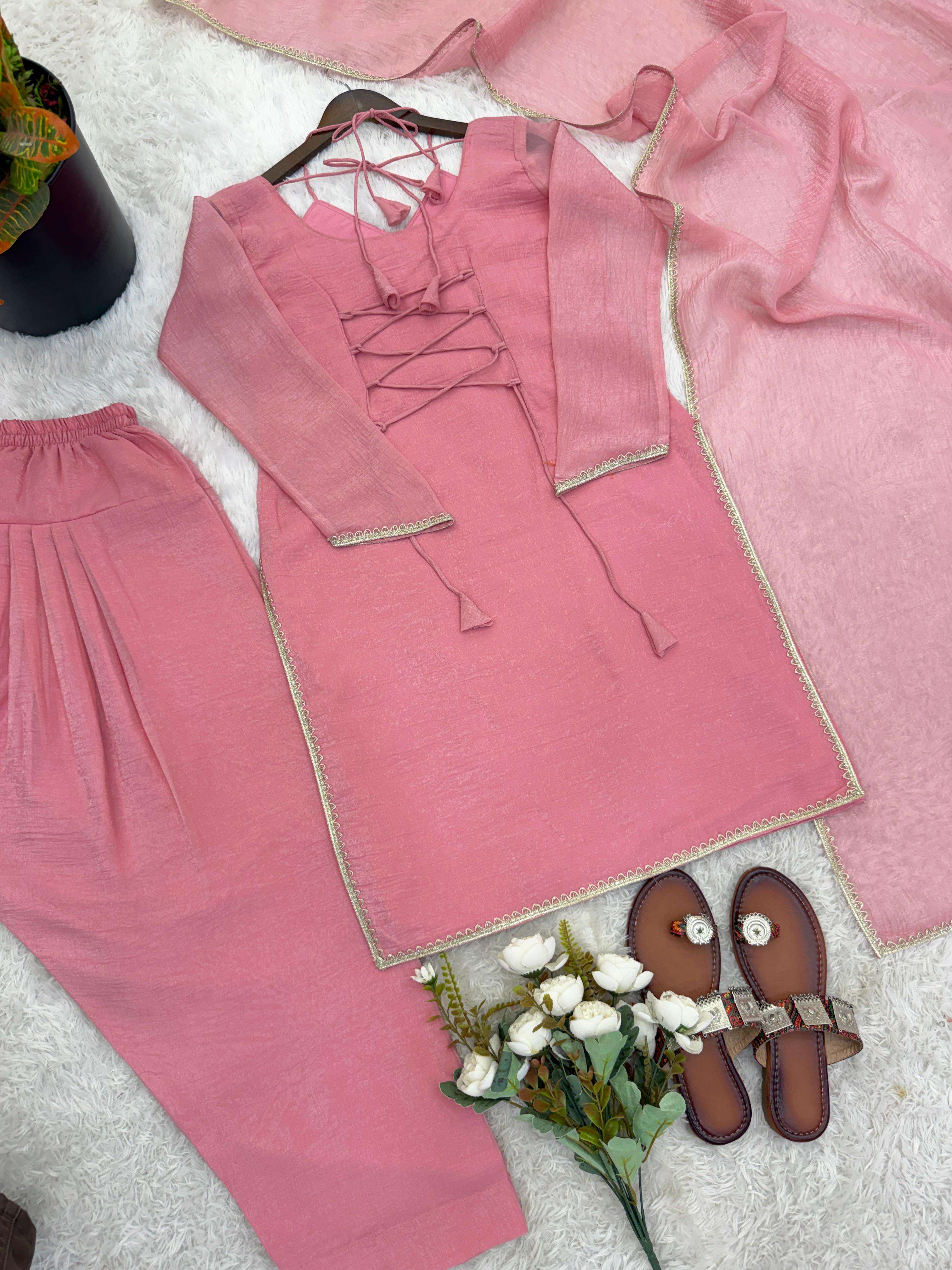 JF 045 SILK PREETY LOOK DESIGNER LADIES PARTY WEAR LADIES SUIT