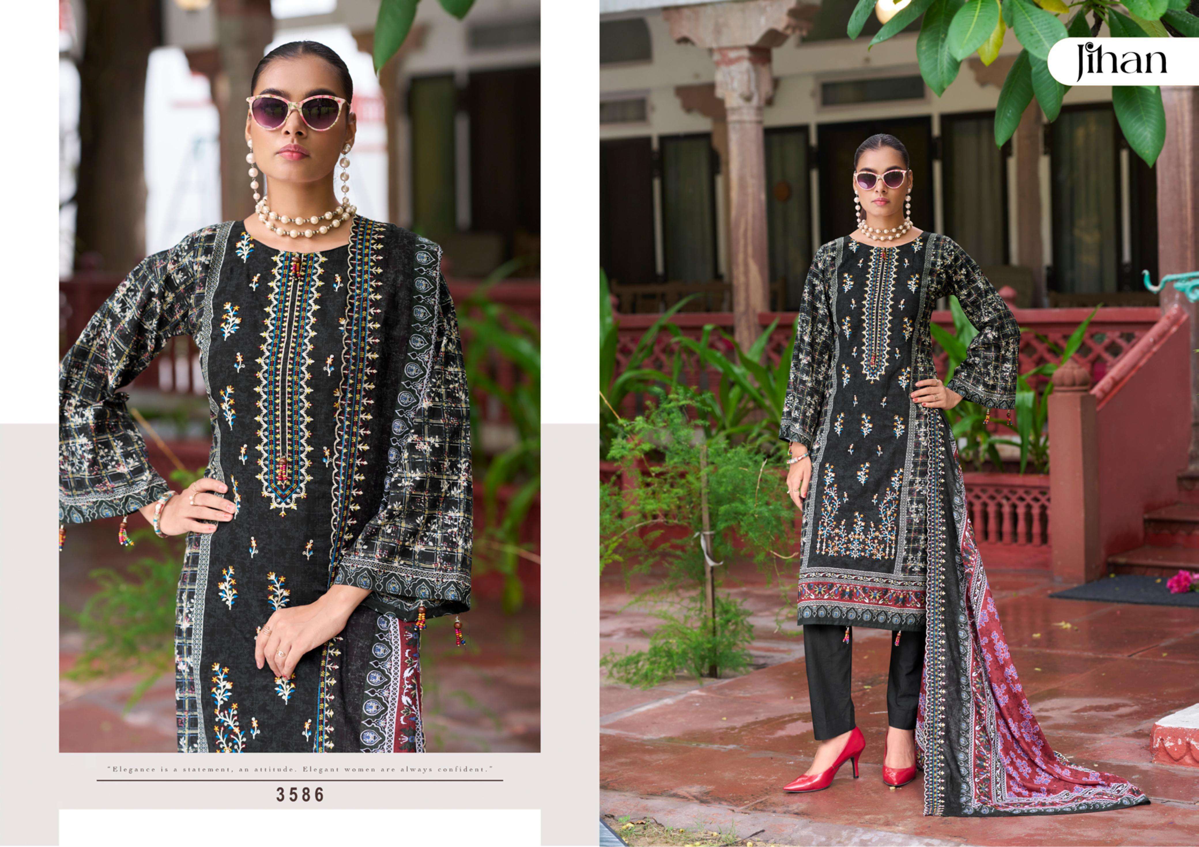 JIHAN BIN SAEED LAWN COLLECTION VOL 20 LAWN PRINT WITH FANCY WORK SUIT