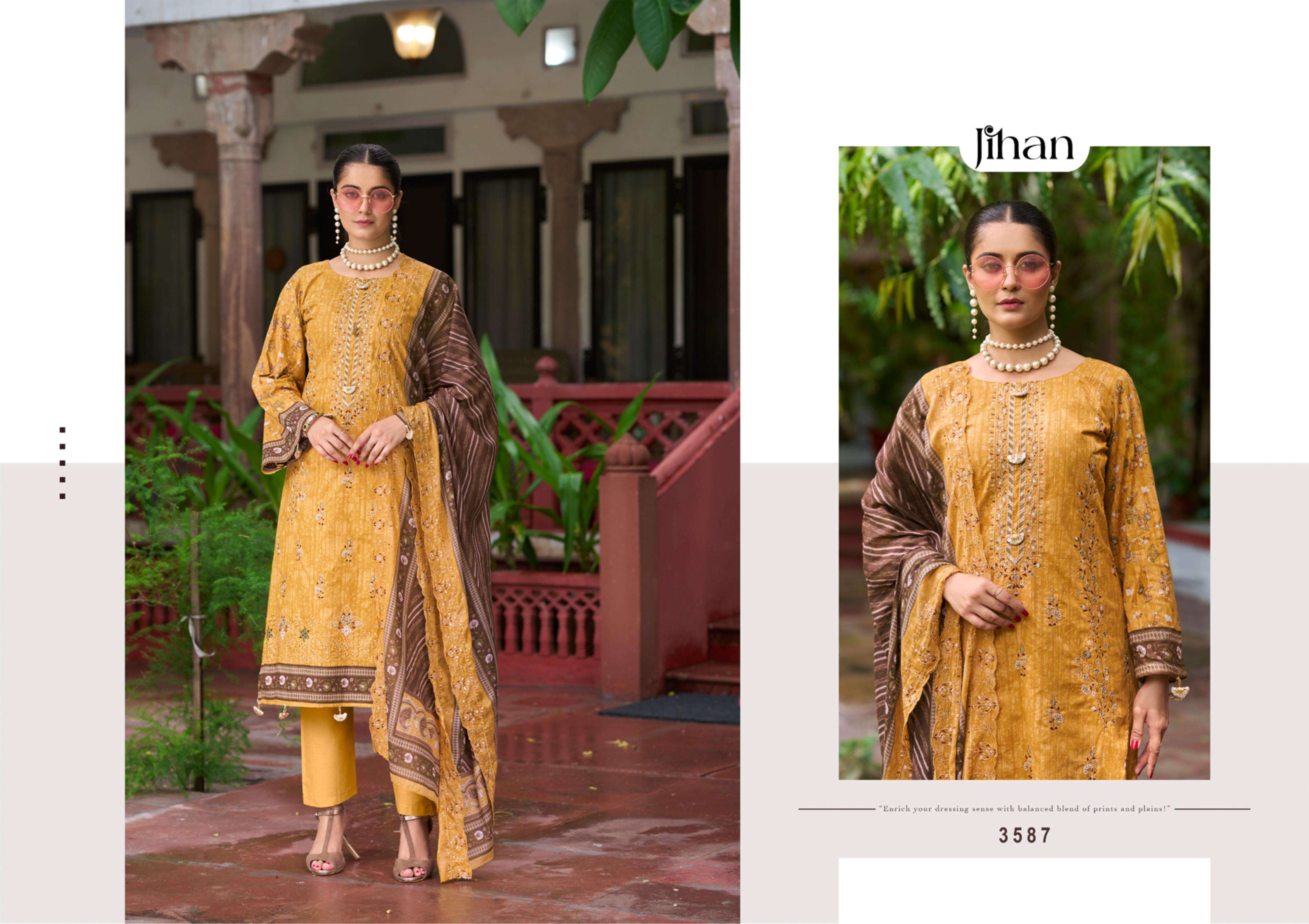 JIHAN BIN SAEED LAWN COLLECTION VOL 20 LAWN PRINT WITH FANCY WORK SUIT