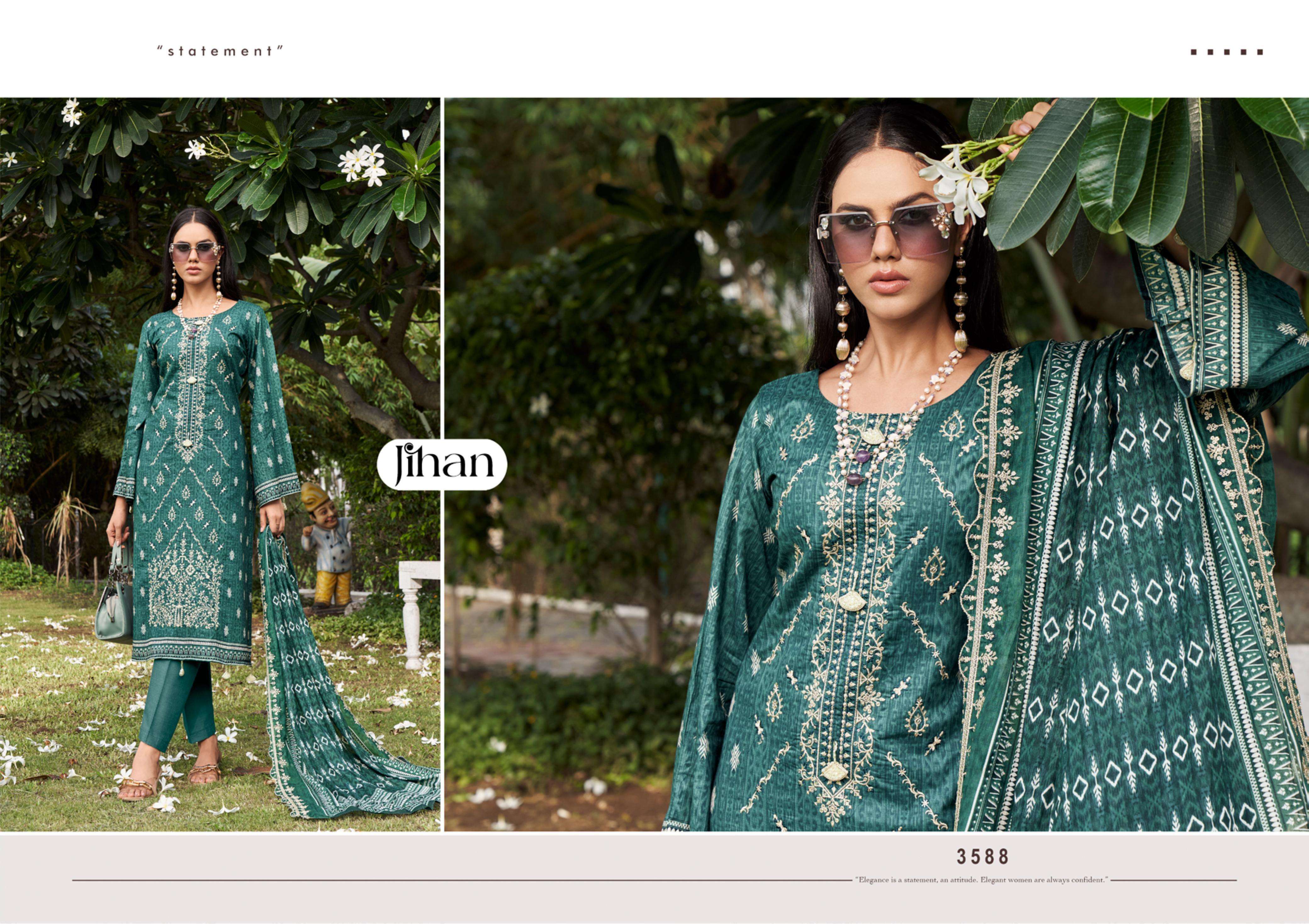 JIHAN BIN SAEED LAWN COLLECTION VOL 20 LAWN PRINT WITH FANCY WORK SUIT