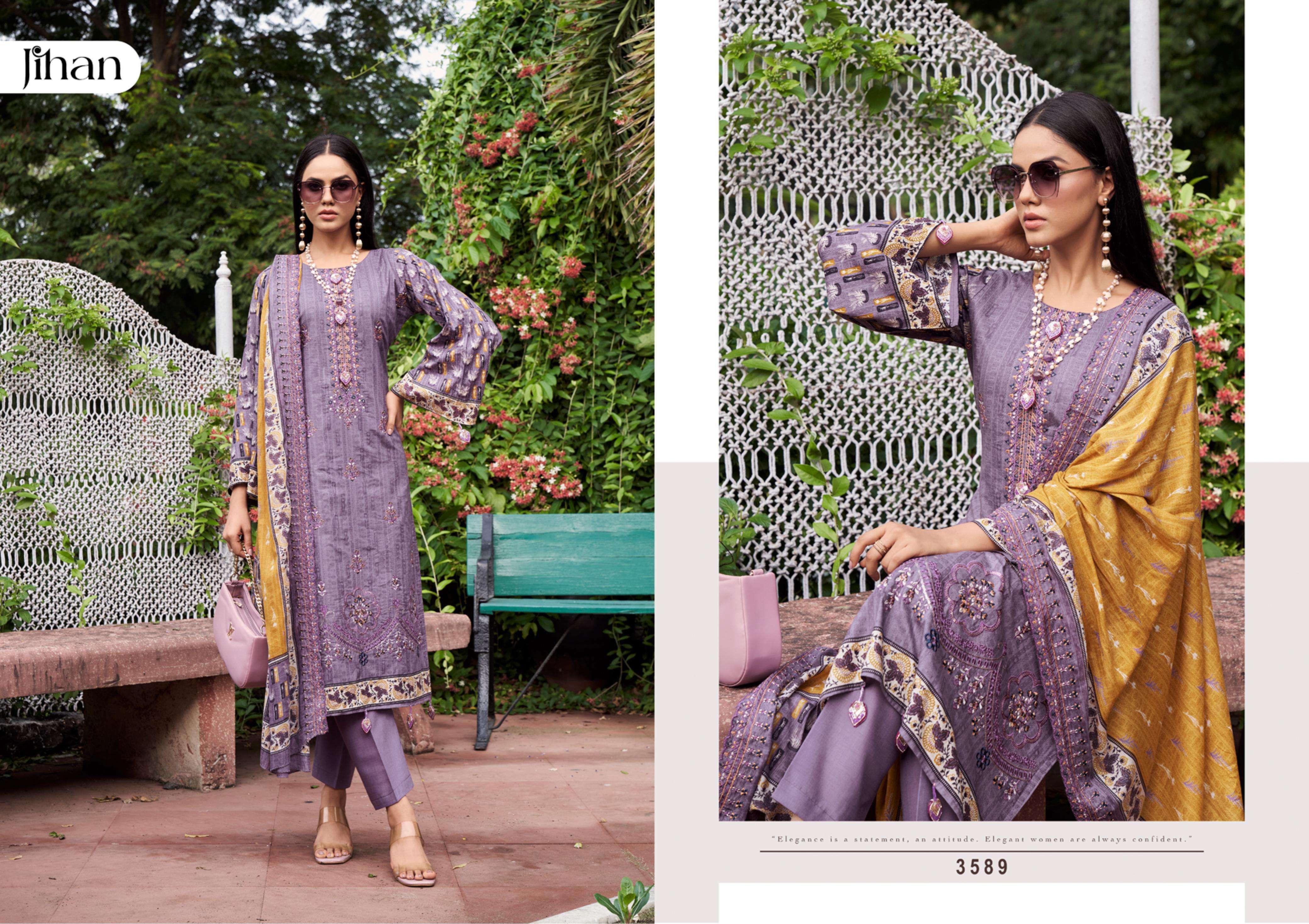 JIHAN BIN SAEED LAWN COLLECTION VOL 20 LAWN PRINT WITH FANCY WORK SUIT