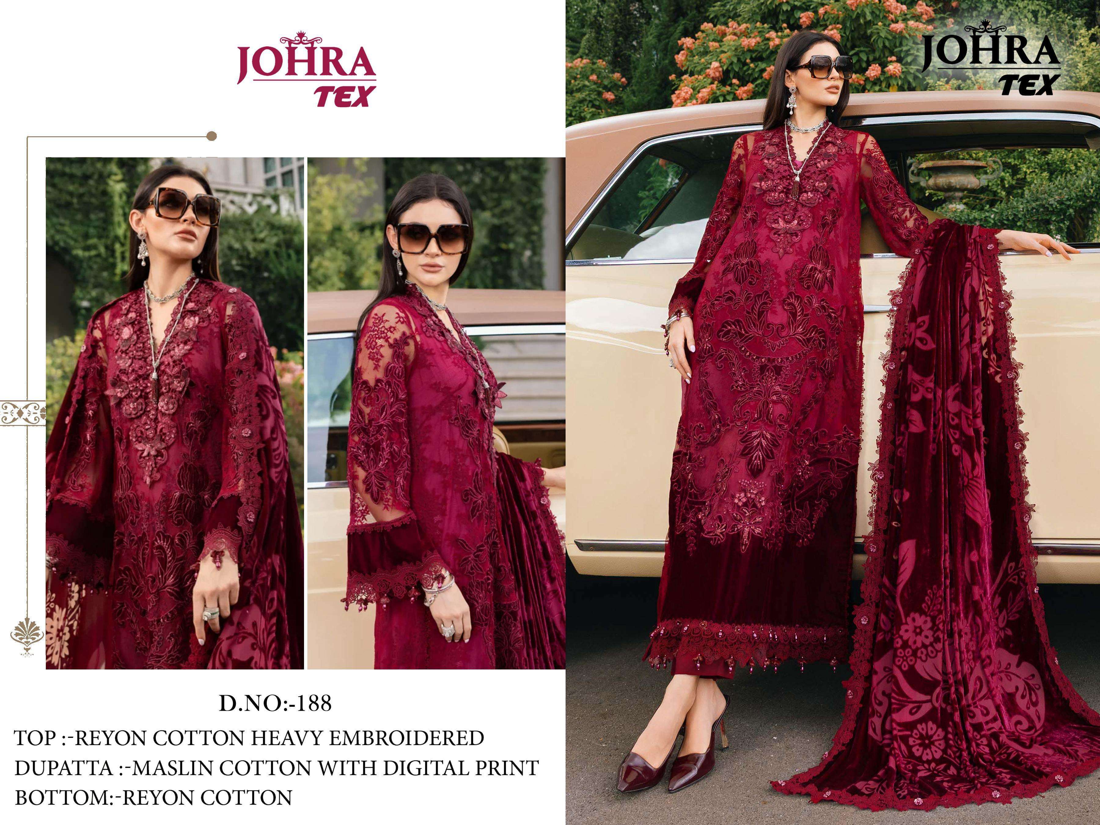 JOHRA TEX JT 188 COTTON WITH EMBROIDERED DESIGNER WORK SUIT