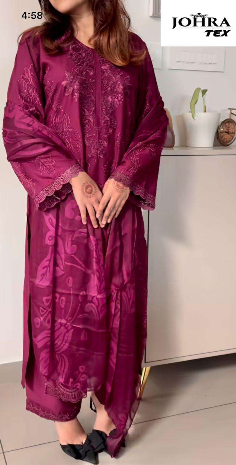 JOHRA TEX JT 188 COTTON WITH EMBROIDERED DESIGNER WORK SUIT