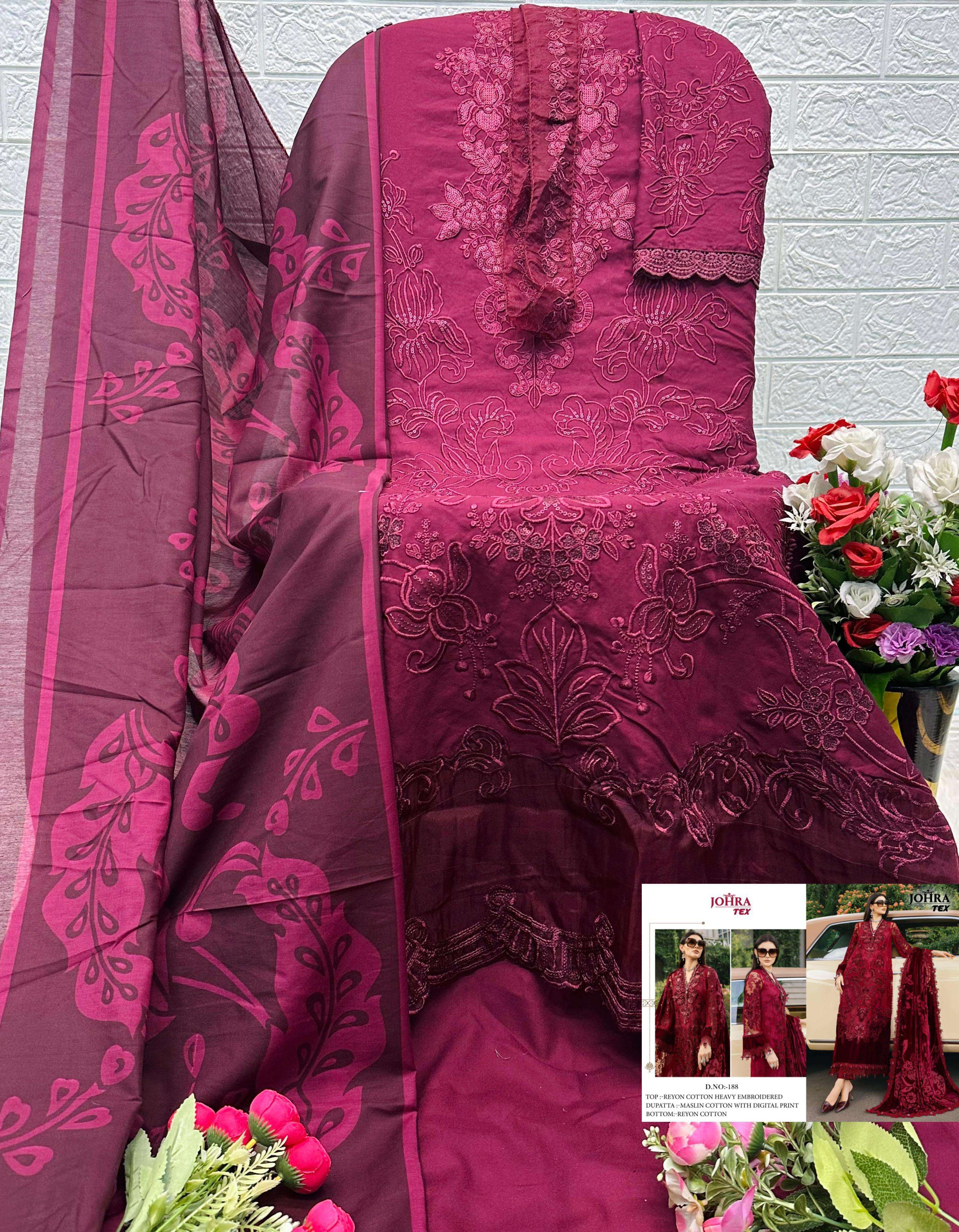 JOHRA TEX JT 188 COTTON WITH EMBROIDERED DESIGNER WORK SUIT