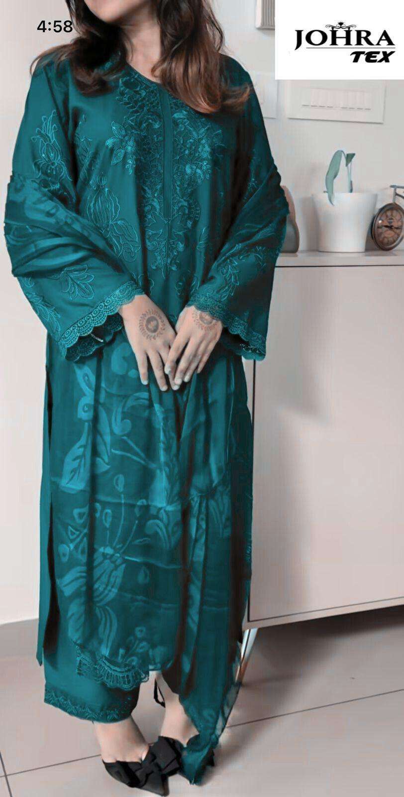JOHRA TEX JT 188 COTTON WITH EMBROIDERED DESIGNER WORK SUIT