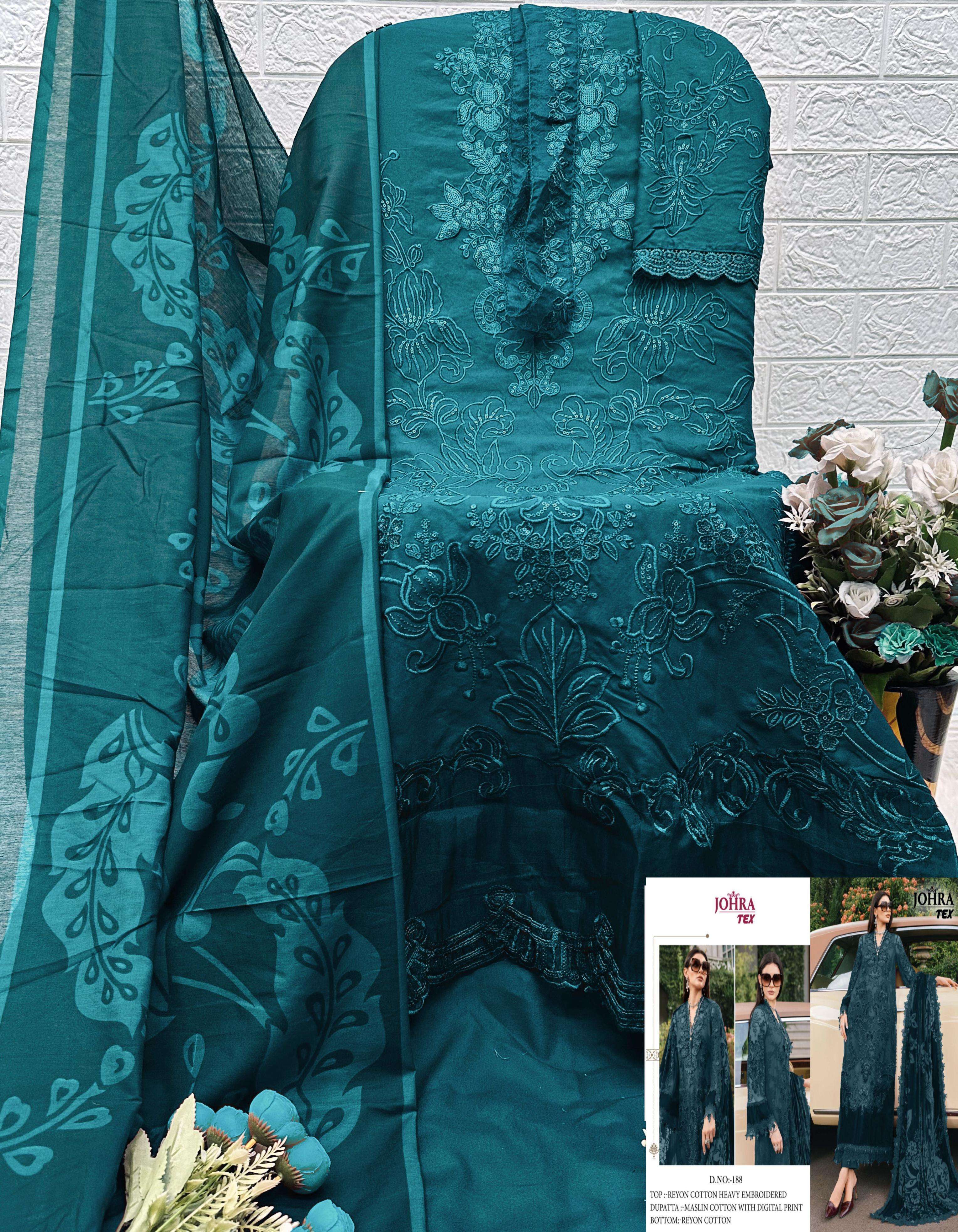 JOHRA TEX JT 188 COTTON WITH EMBROIDERED DESIGNER WORK SUIT