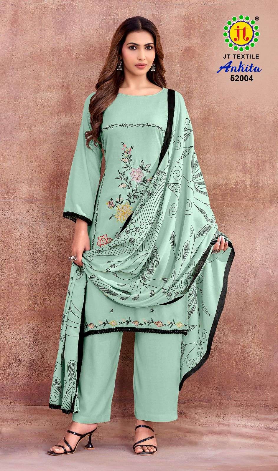 JT ANKITA VOL 52 RAYON FANCY EMBROIDERY WORKS SUIT