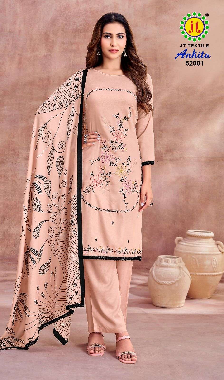 JT ANKITA VOL 52 RAYON FANCY EMBROIDERY WORKS SUIT