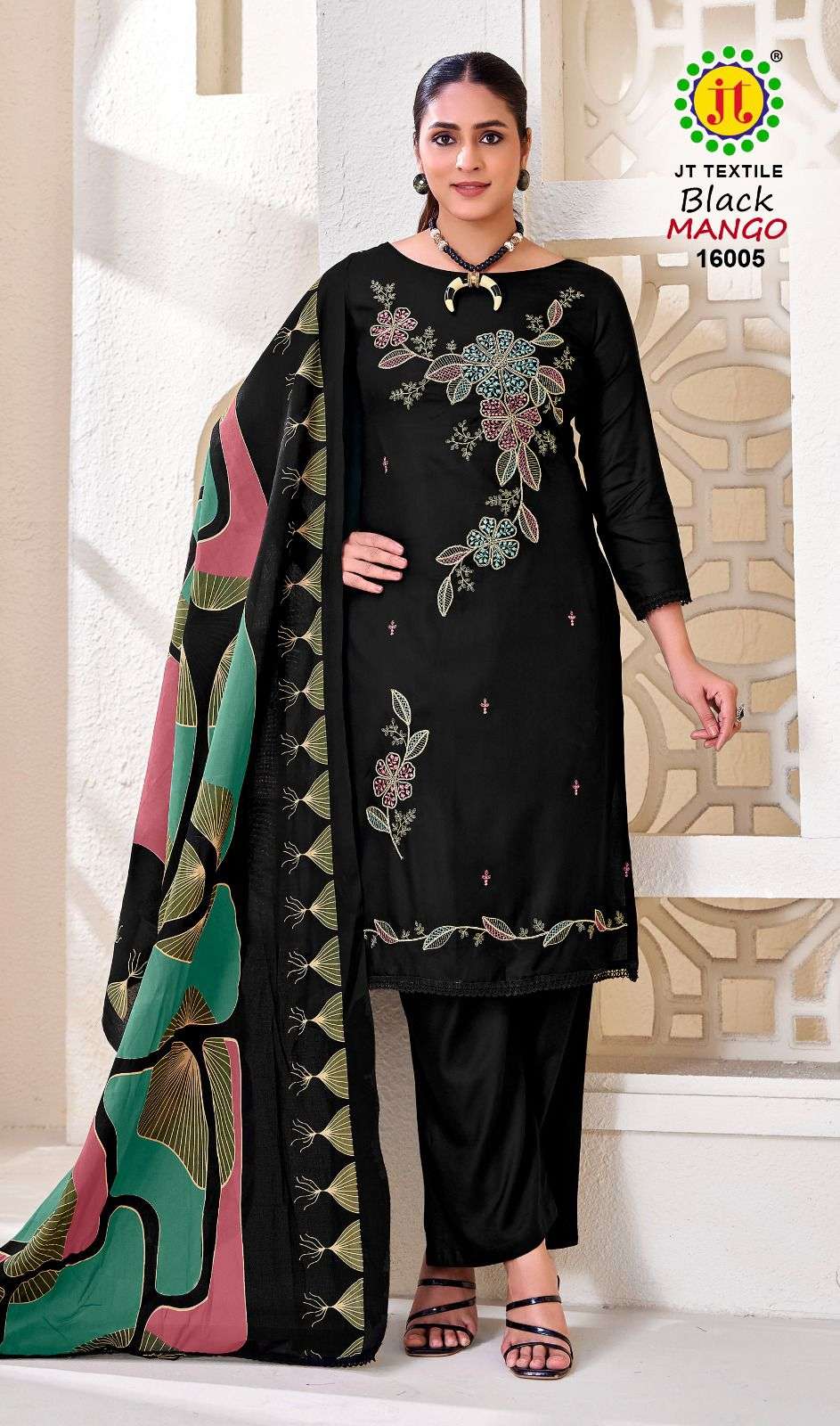 JT BLACK MANGO VOL 16 RAYON FANCY EMBROIDERY WORK SALWAR SUIT