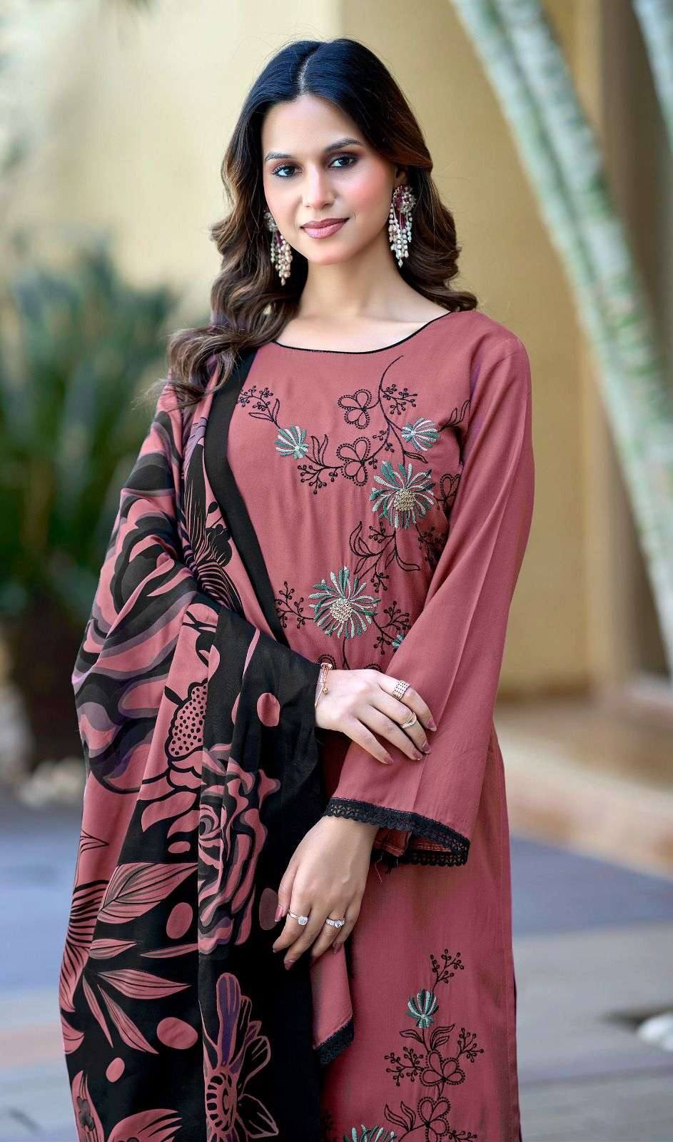JT BLACK STONE 38 RAYON FANCY EMBROIDERY WORK SUIT