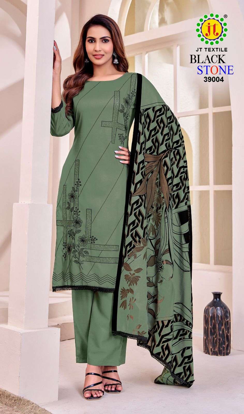 JT BLACK STONE VOL 39 RAYON FANCY EMBROIDERY WORK SUIT