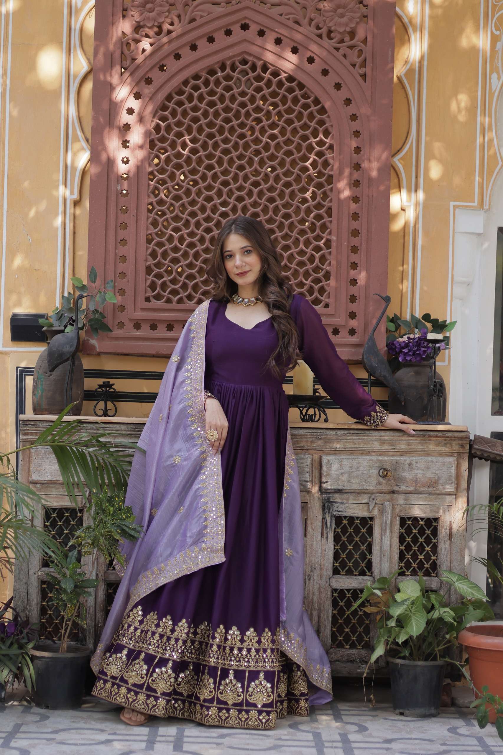 KA 1143 GEORGETTE BEAUTIFUL LOOK DESIGNER GOWN WITH DUPATTA SET