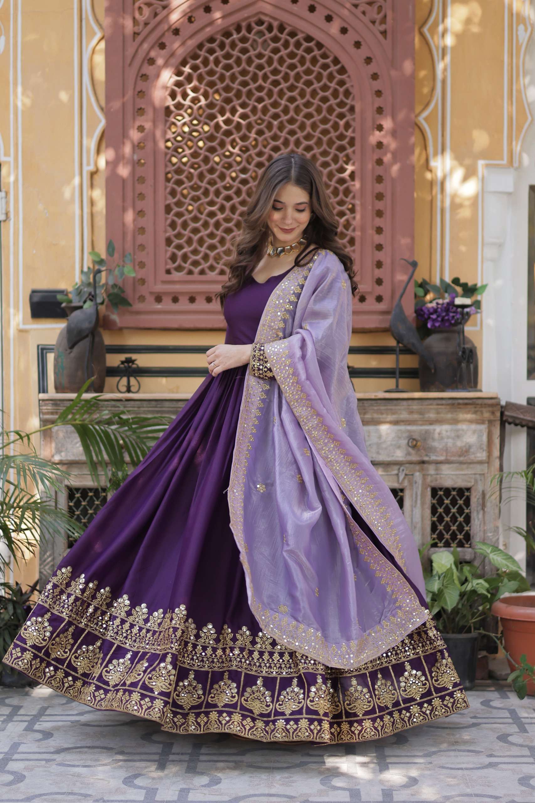 KA 1143 GEORGETTE BEAUTIFUL LOOK DESIGNER GOWN WITH DUPATTA SET