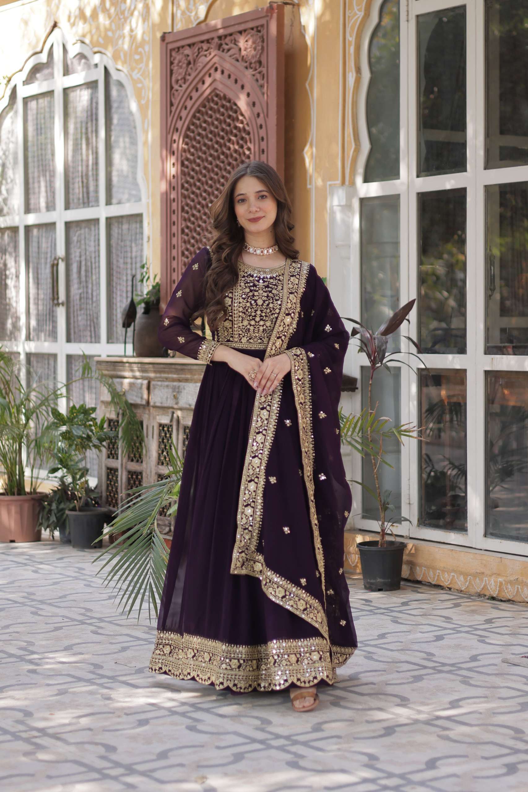 KA 1153 GEORGETTE SEQUENCE EMBROIDERY DESIGNER PARTY WEAR GOWN WITH DUPATTA