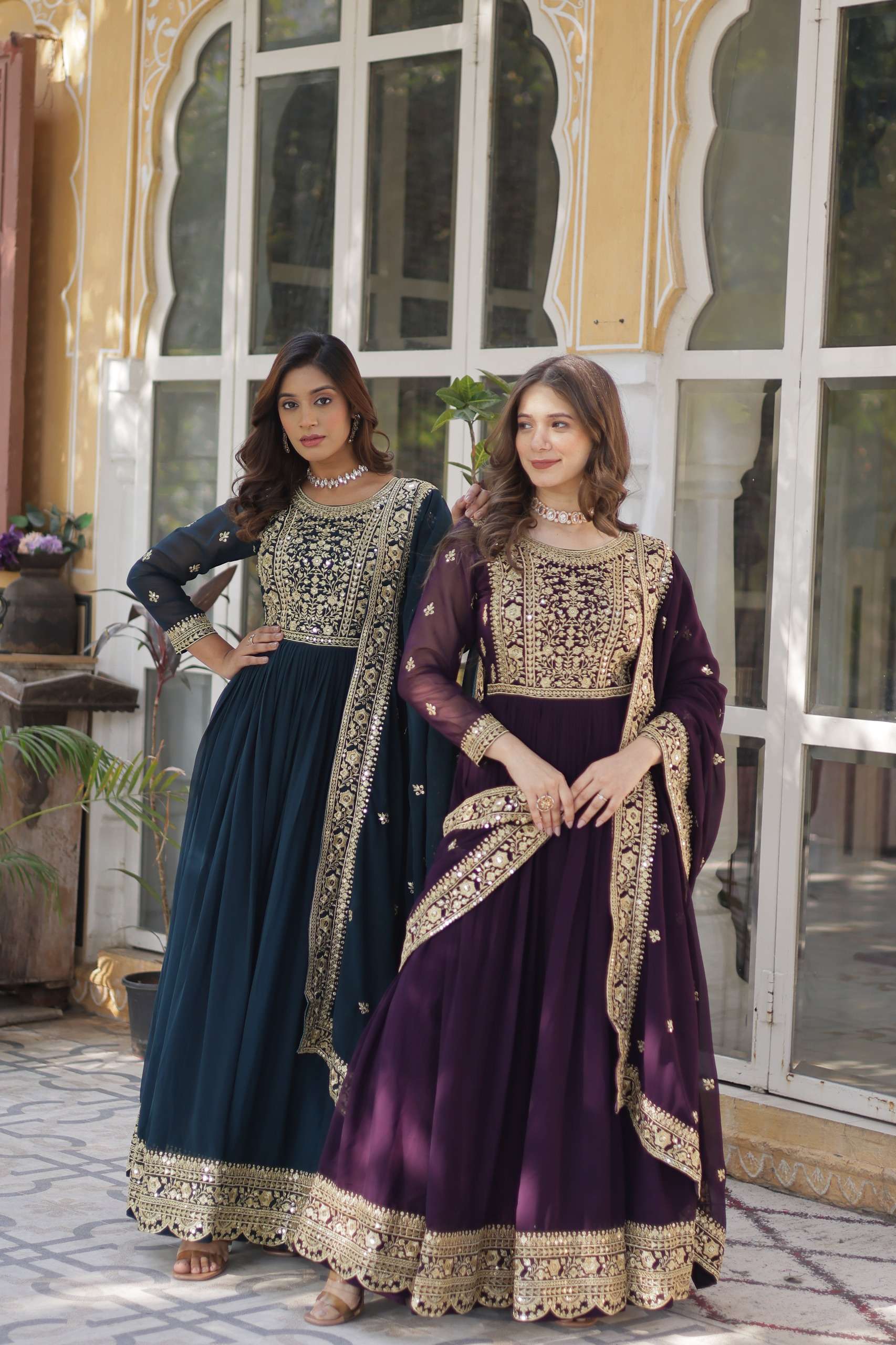 KA 1153 GEORGETTE SEQUENCE EMBROIDERY DESIGNER PARTY WEAR GOWN WITH DUPATTA