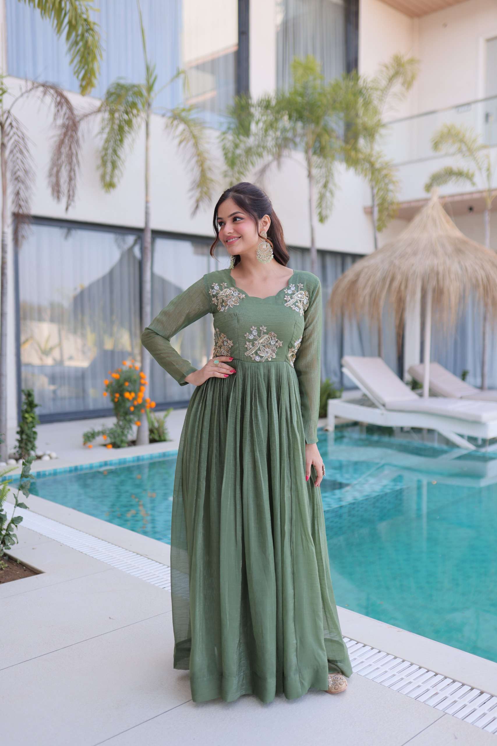 KA 1222 SILK DESIGNER READY MADE PARTY WEAR GOWN DRESS