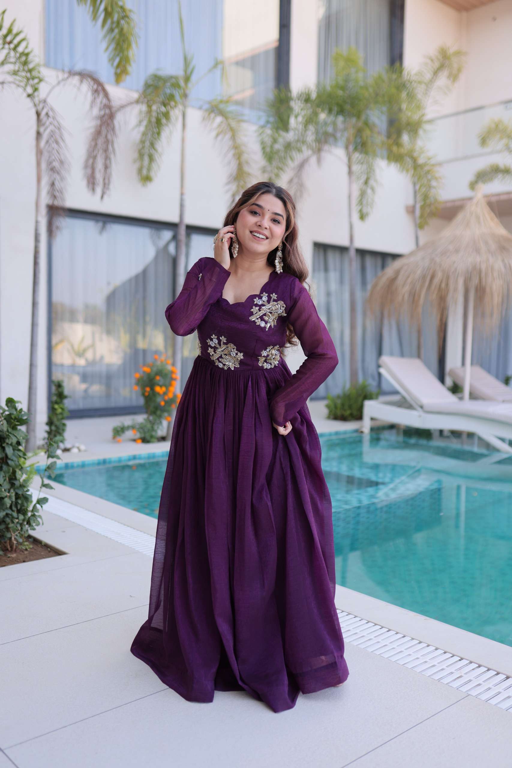 KA 1222 SILK DESIGNER READY MADE PARTY WEAR GOWN DRESS