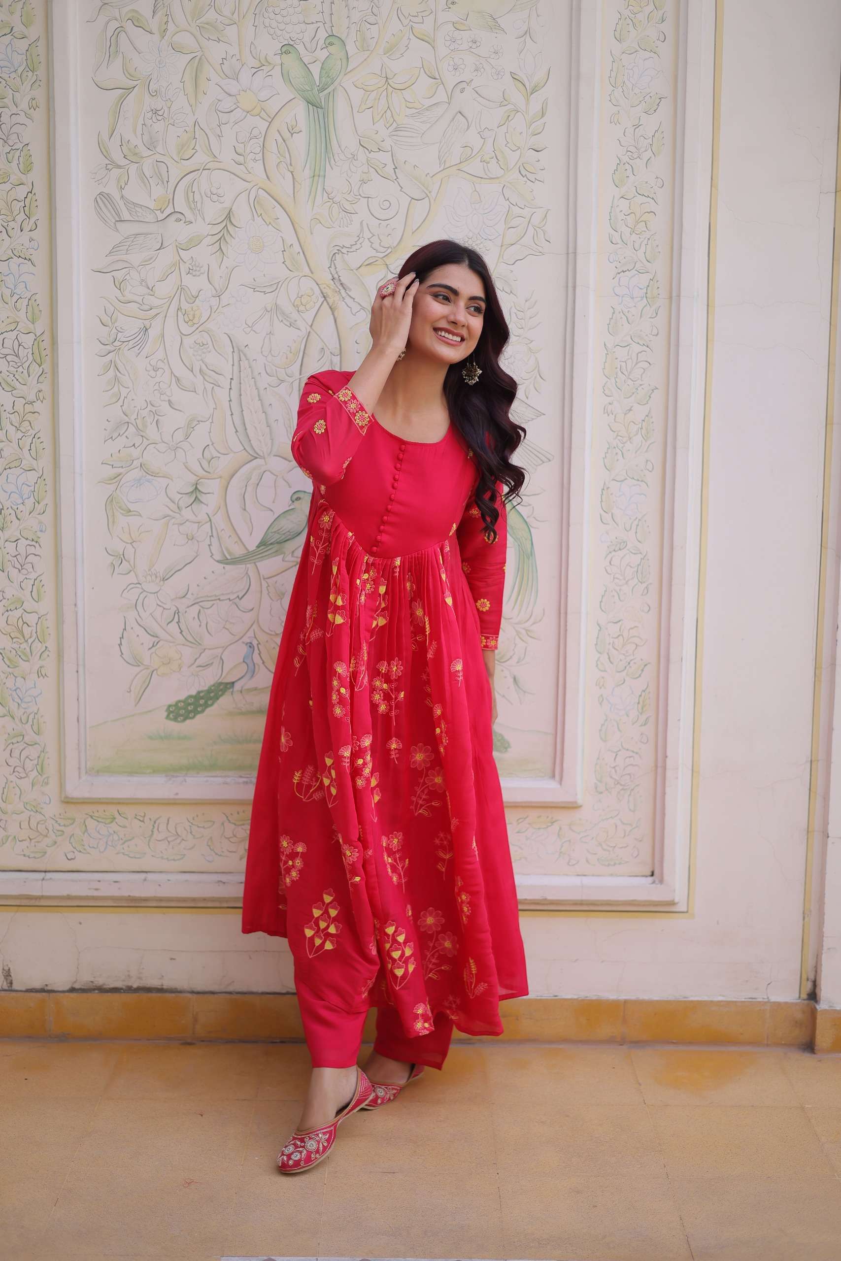 KA 1238 CHANDERI SILK FANCY PREETY LOOKS LADIES  KURTI WITH PANT PAIR 