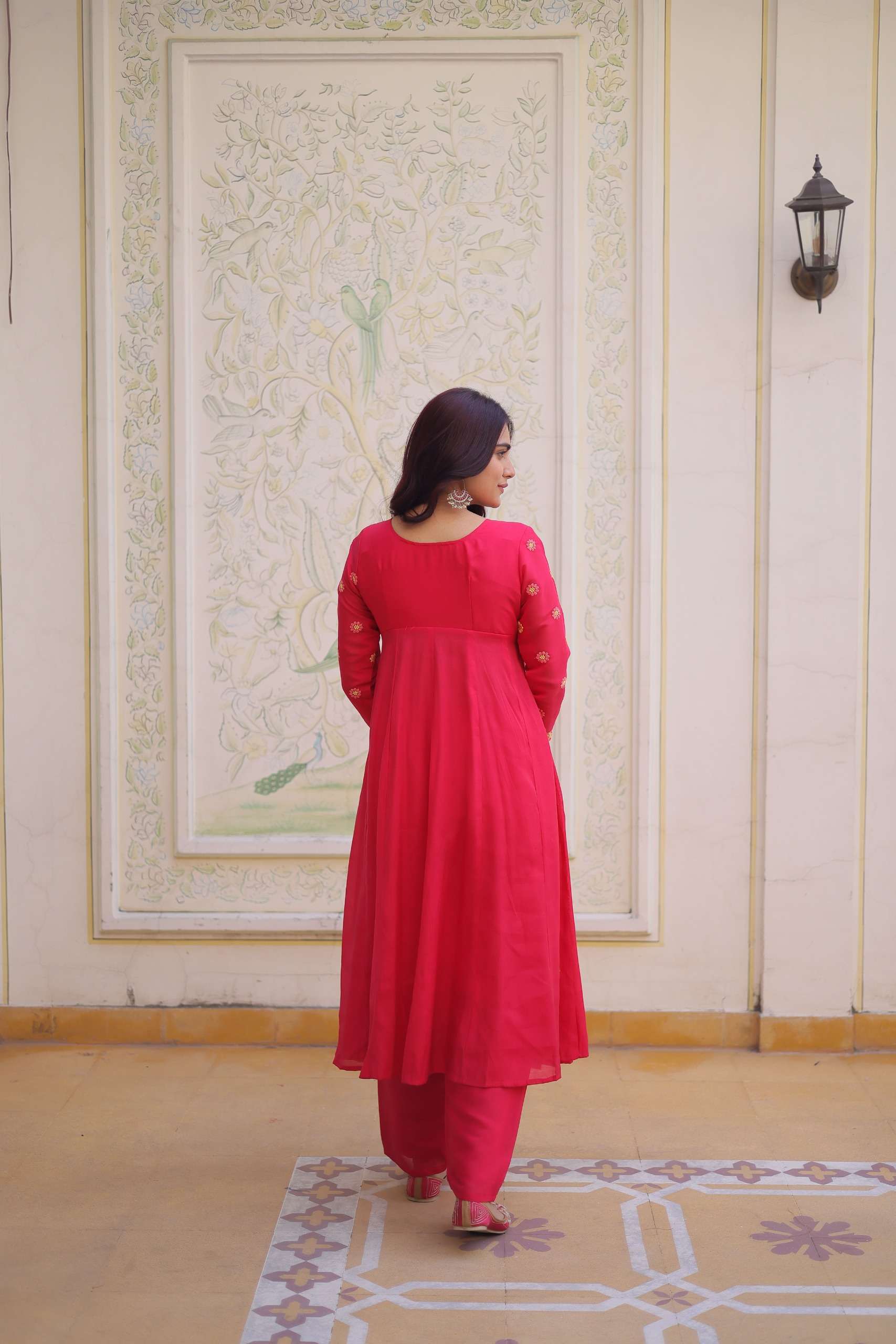 KA 1238 CHANDERI SILK FANCY PREETY LOOKS LADIES  KURTI WITH PANT PAIR 
