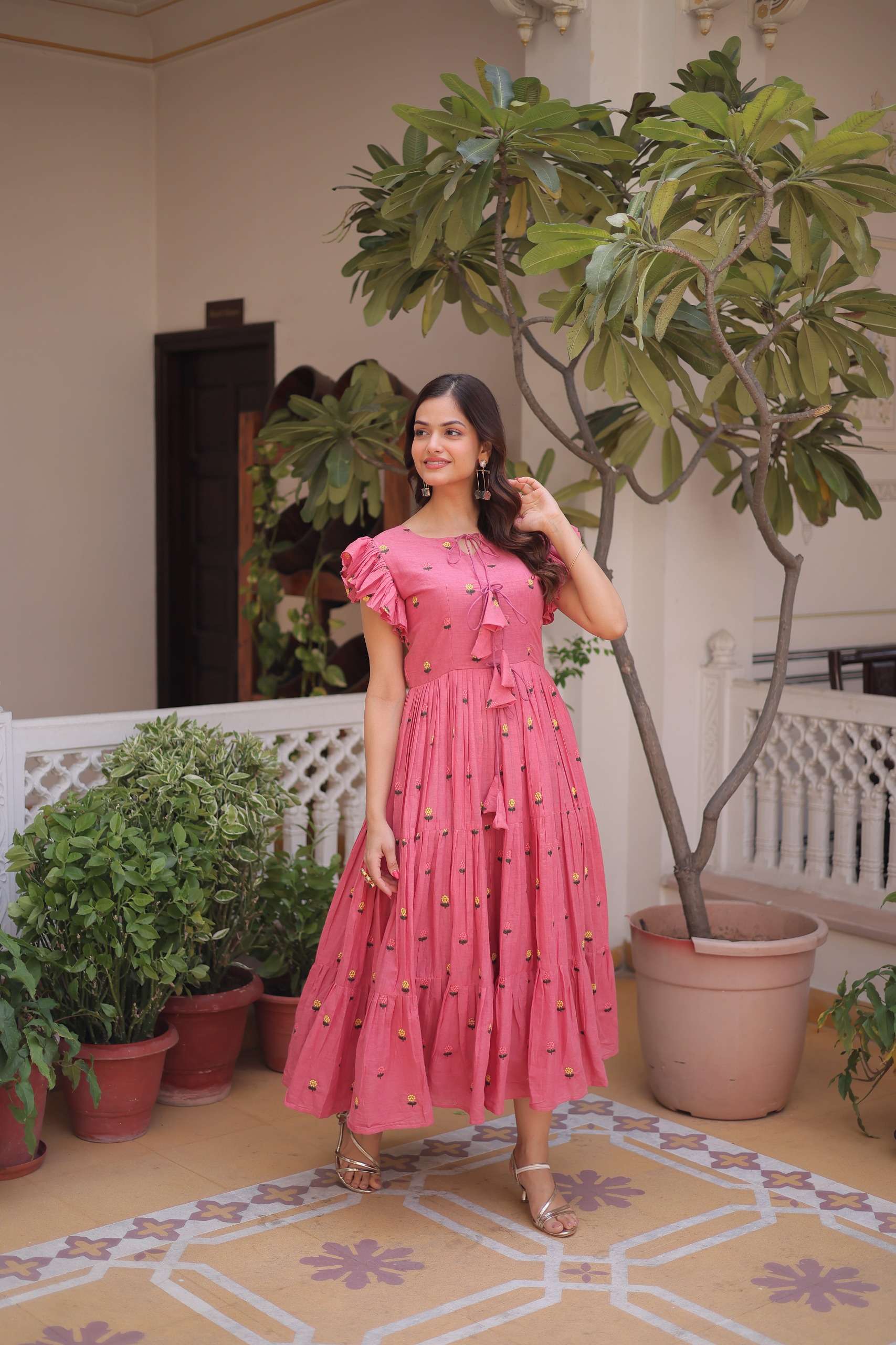 KA 1247 COTTON FANCY PREETY LOOKS SUMMER WEAR LADIES GOWN