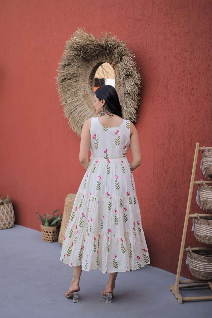 KA 1248 COTTON PRINTED FANCY SUMMER WEAR LADIES ONE PIECE DRESS 