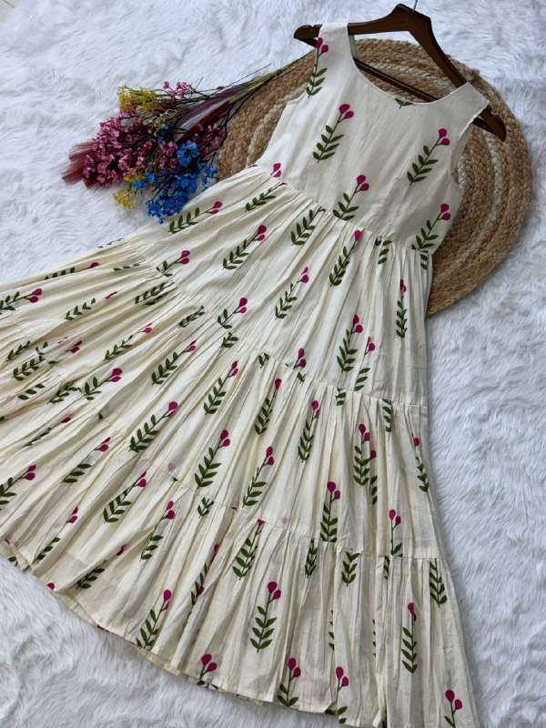 KA 1248 COTTON PRINTED FANCY SUMMER WEAR LADIES ONE PIECE DRESS 