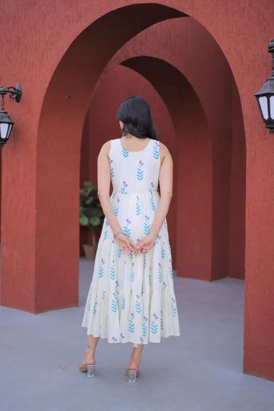 KA 1248 COTTON PRINTED FANCY SUMMER WEAR LADIES ONE PIECE DRESS 