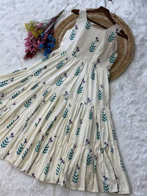 KA 1248 COTTON PRINTED FANCY SUMMER WEAR LADIES ONE PIECE DRESS 