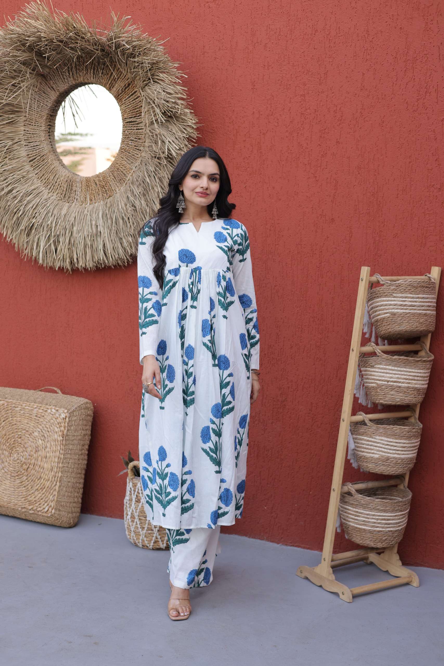 KA 1250 COTTON PRINTED FANCY SUMMER WEAR LADIES KURTI WITH BOTTOM PAIR 