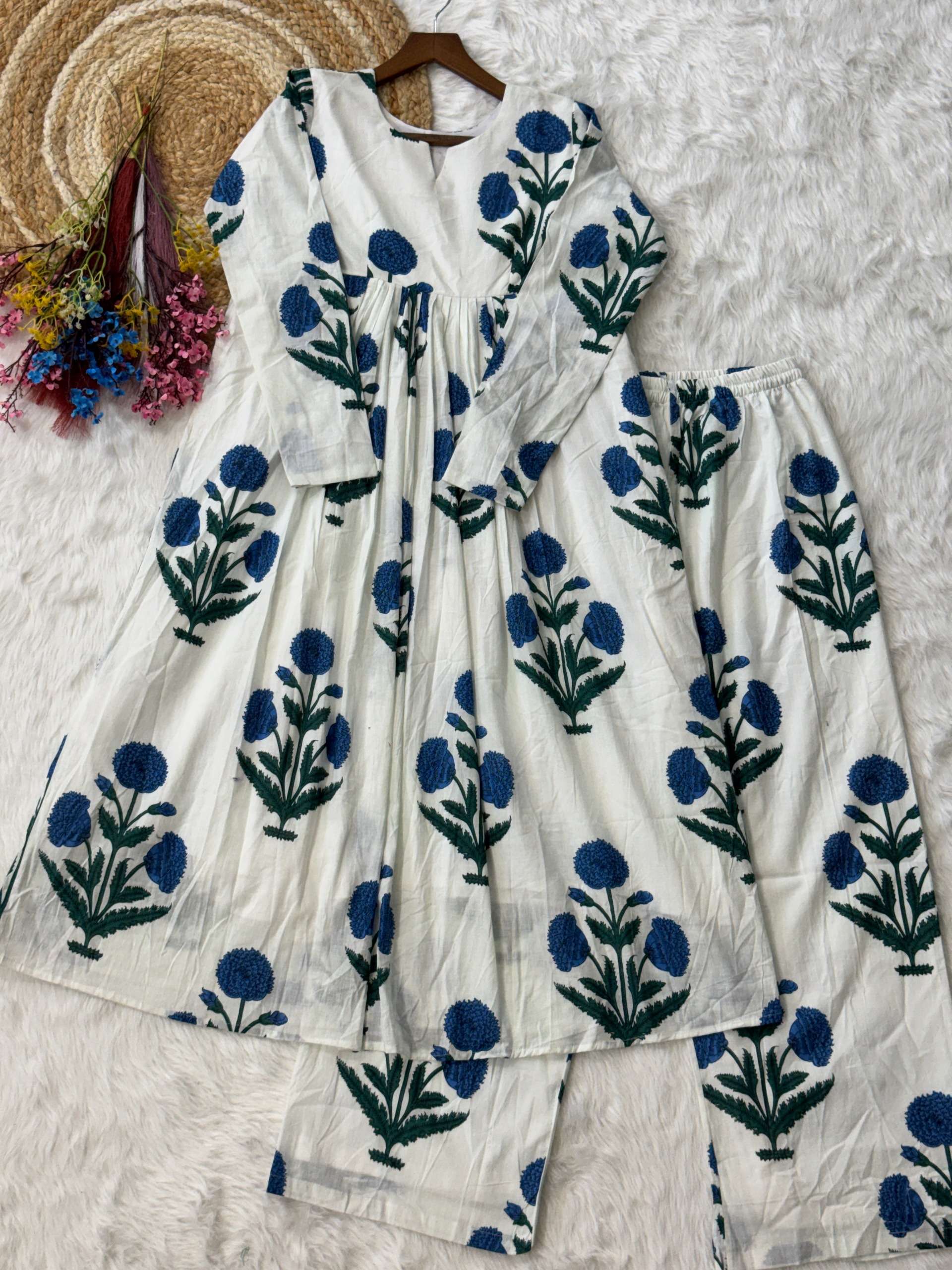 KA 1250 COTTON PRINTED FANCY SUMMER WEAR LADIES KURTI WITH BOTTOM PAIR 