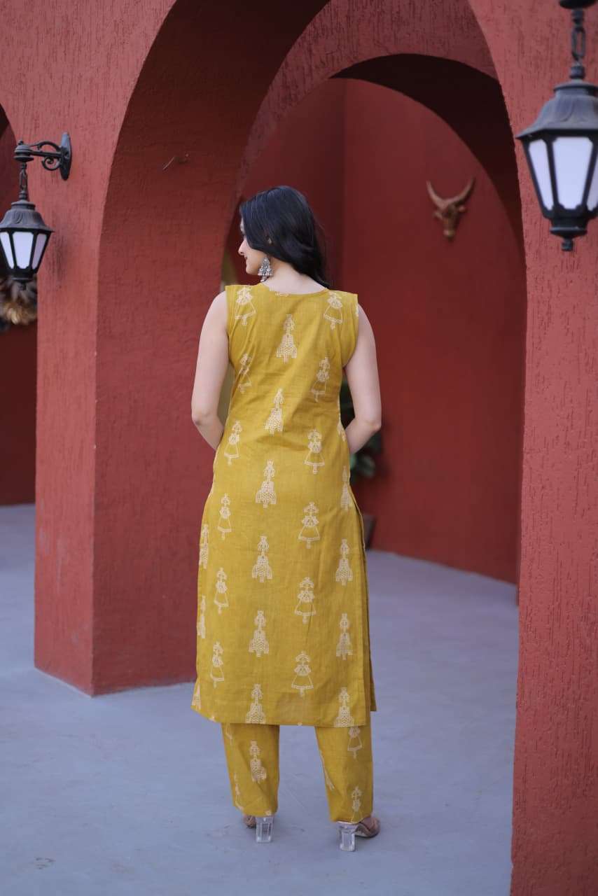 KA 1251 COTTON PRINTED LADIES KURTI WITH BOTTOM PAIR