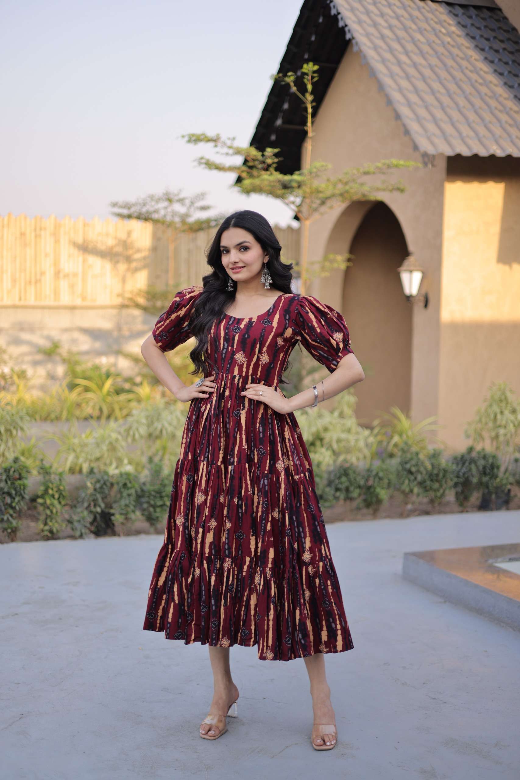 KA 1252 COTTON PRINTED FANCY SUMMER WEAR ONE PCS GOWN DRESS