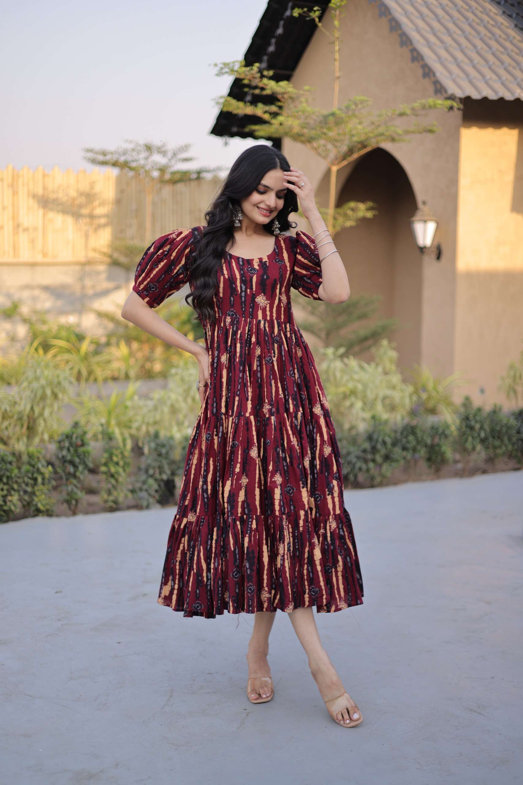 KA 1252 COTTON PRINTED FANCY SUMMER WEAR ONE PCS GOWN DRESS