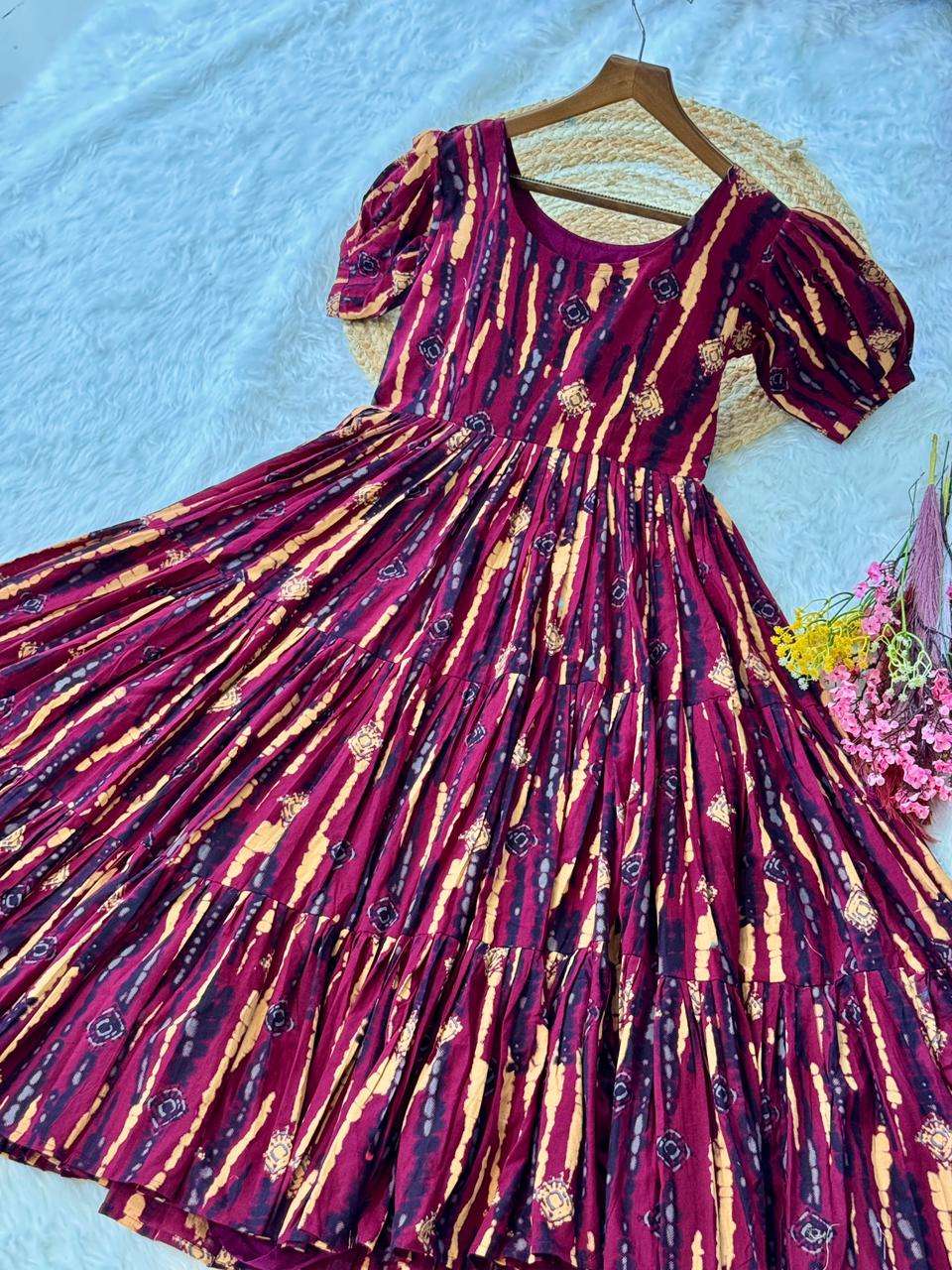 KA 1252 COTTON PRINTED FANCY SUMMER WEAR ONE PCS GOWN DRESS