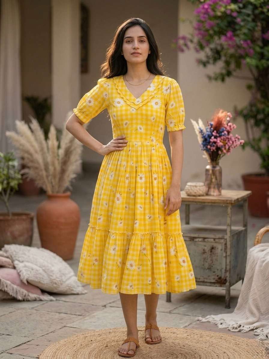 KA 1257 SILK PREETY SUMMER WEAR LADIES ONE PIECE DRESS